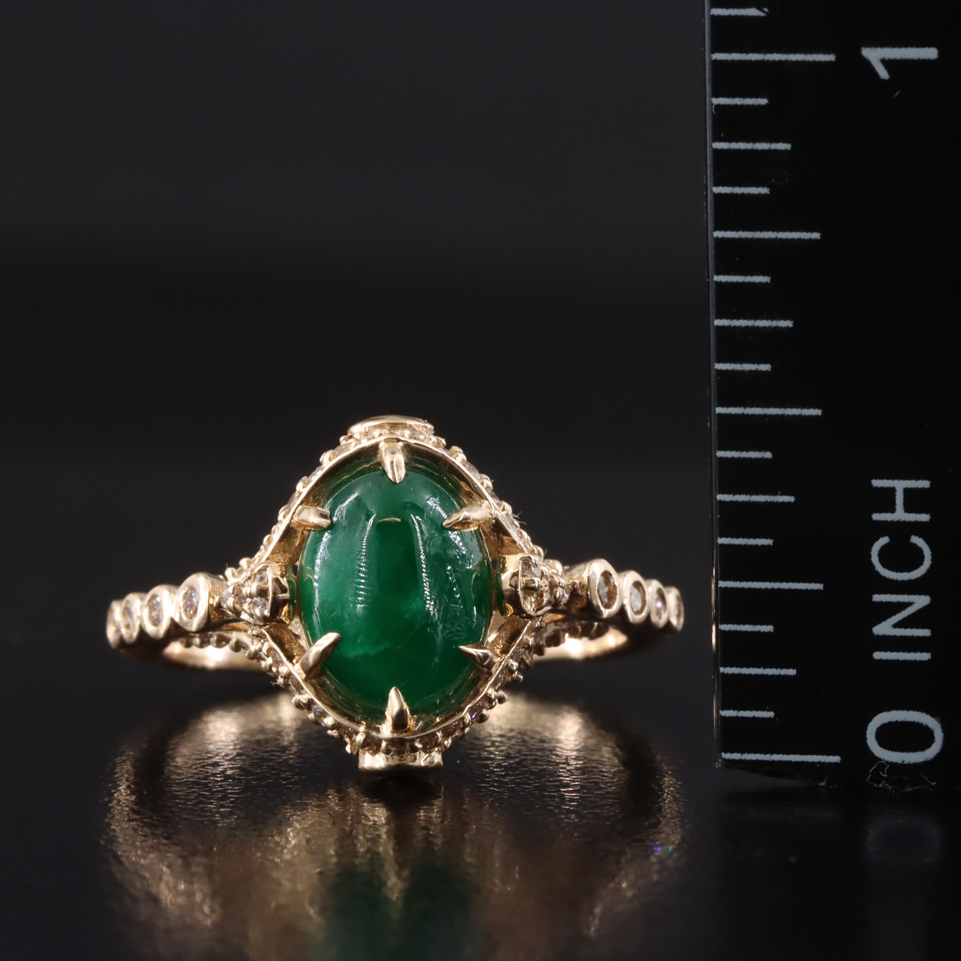 14K 1.97 CT Emerald and Diamond Ornate Ring