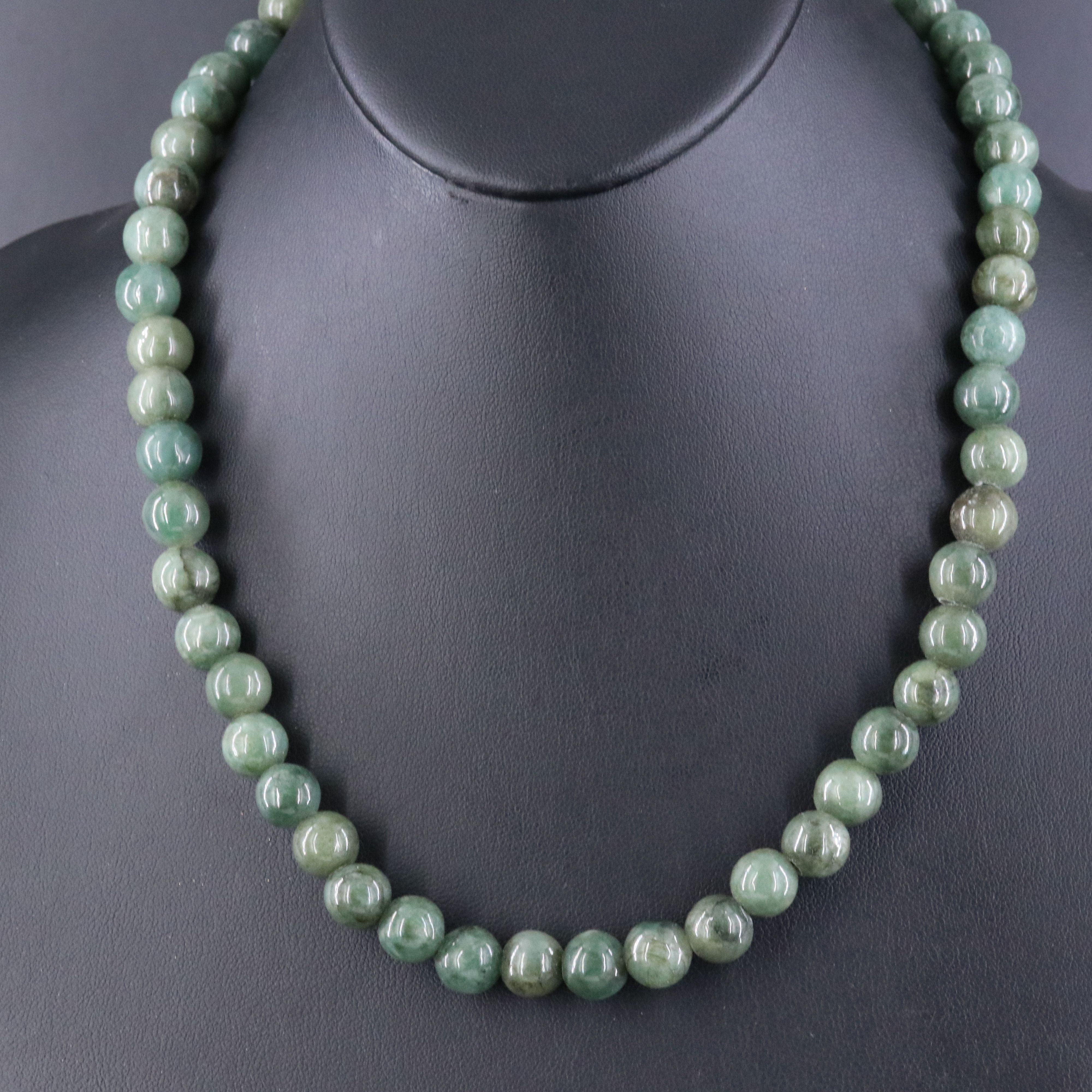 Jadeite Necklace with Sterling Clasp