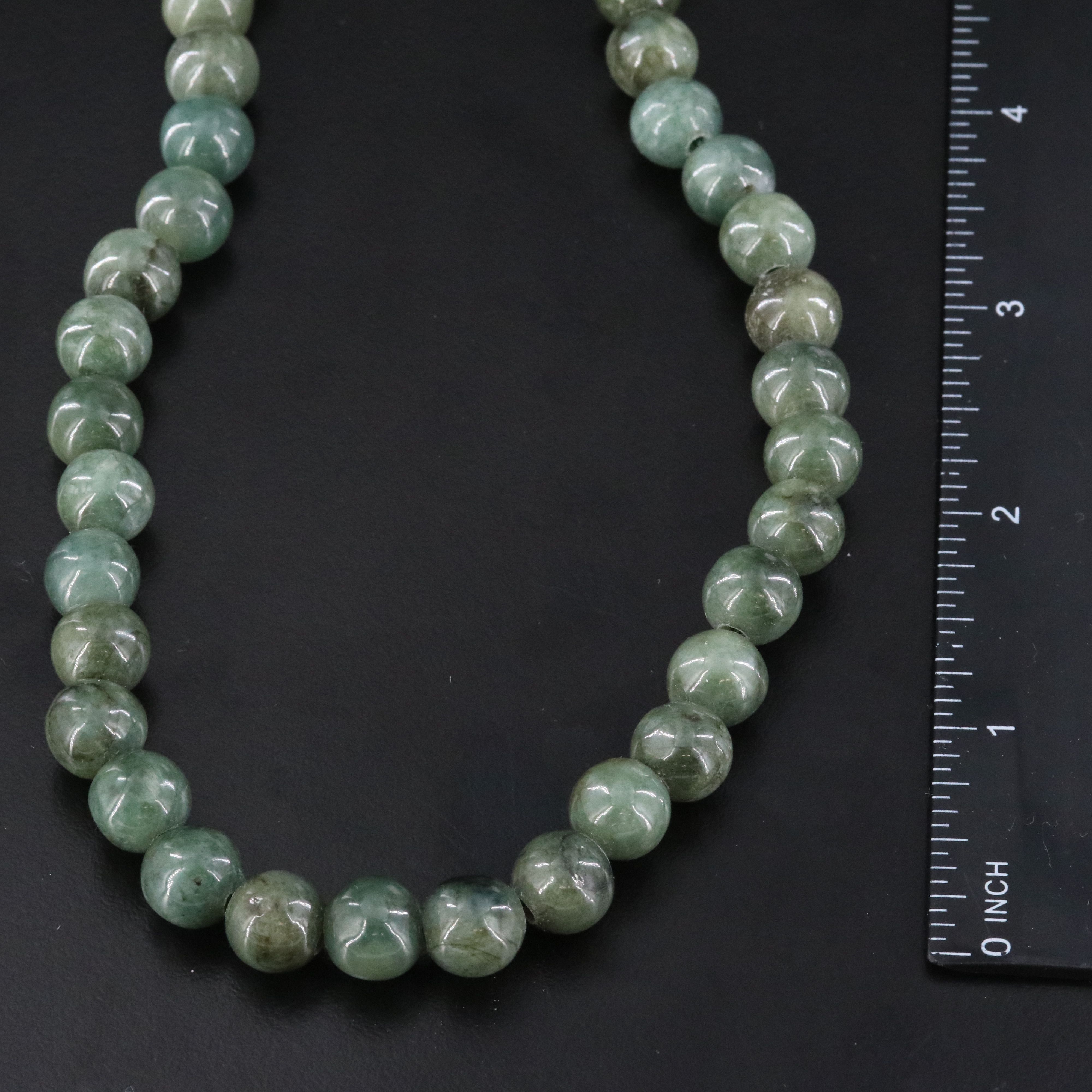 Jadeite Necklace with Sterling Clasp