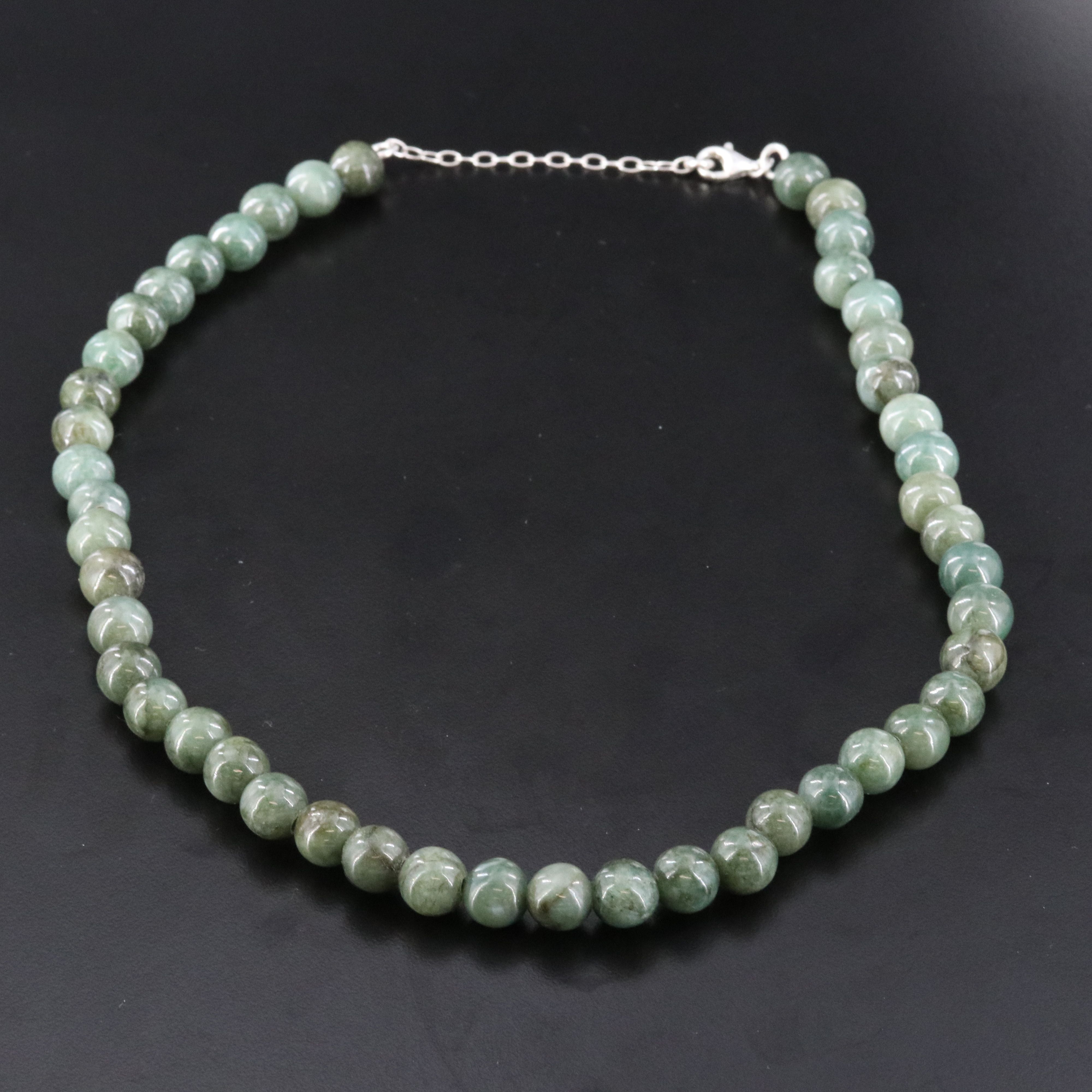 Jadeite Necklace with Sterling Clasp