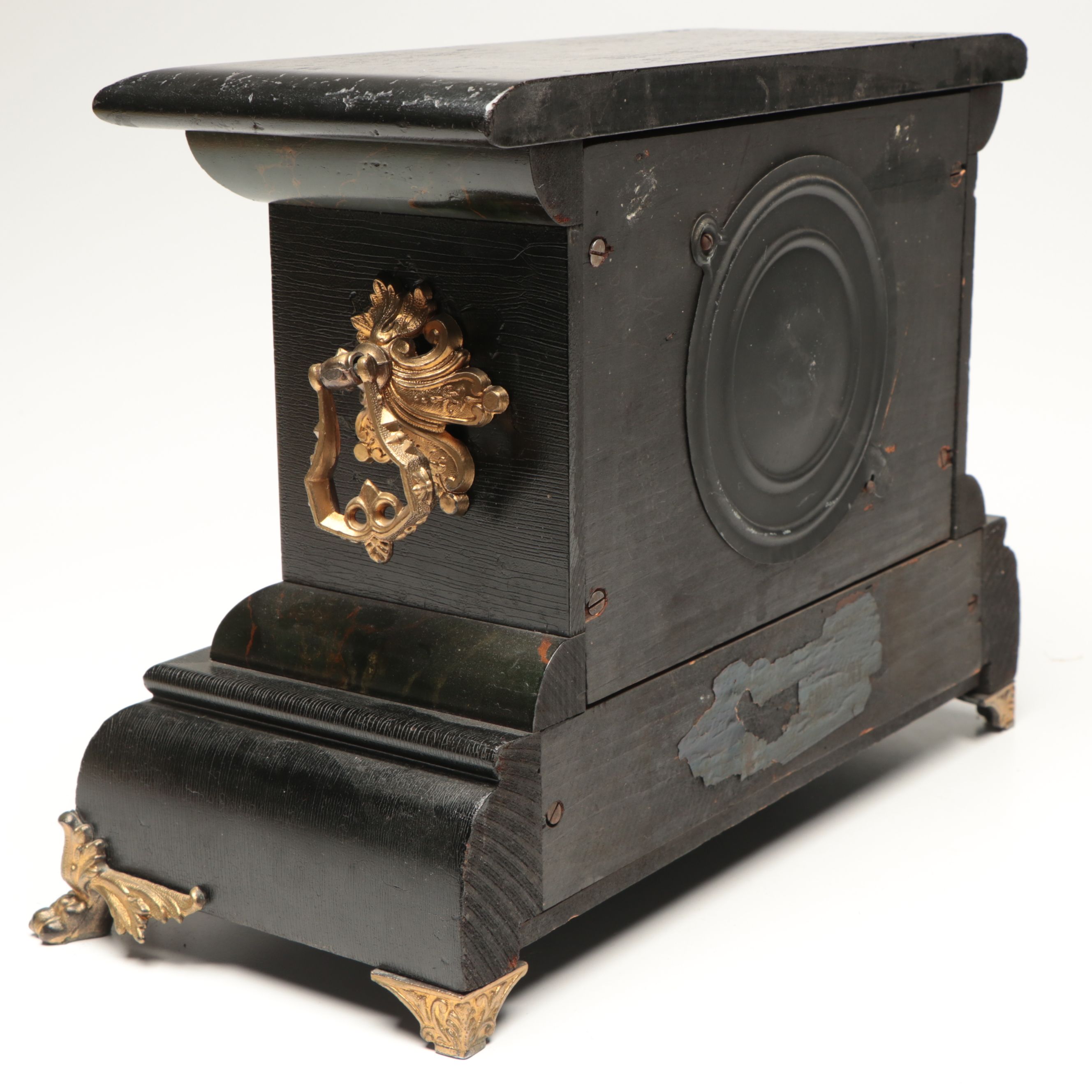 Baroque Style Wood and Gilt Finish Mantel Clock