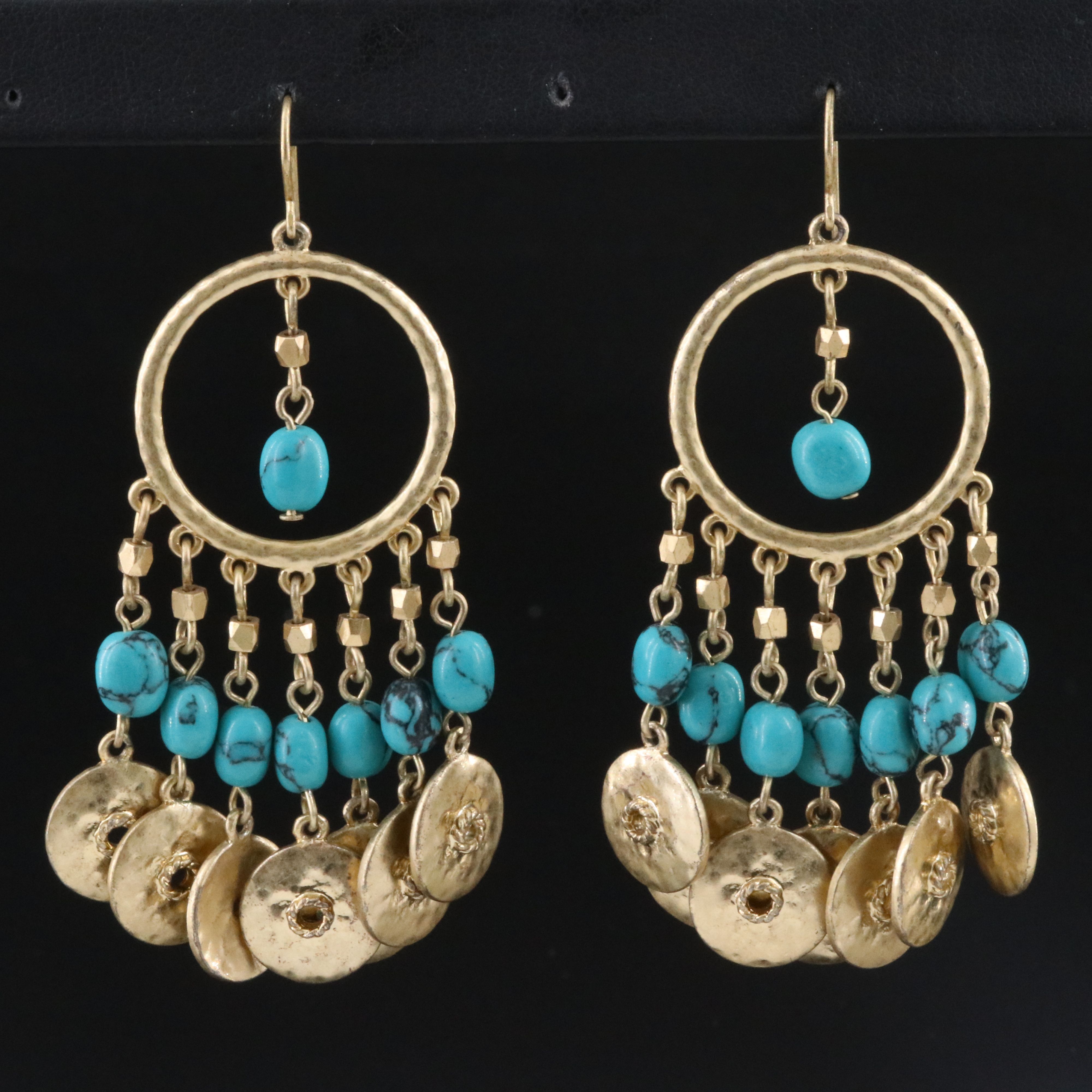 Ralph Lauren Howlite Disc Drop Earrings