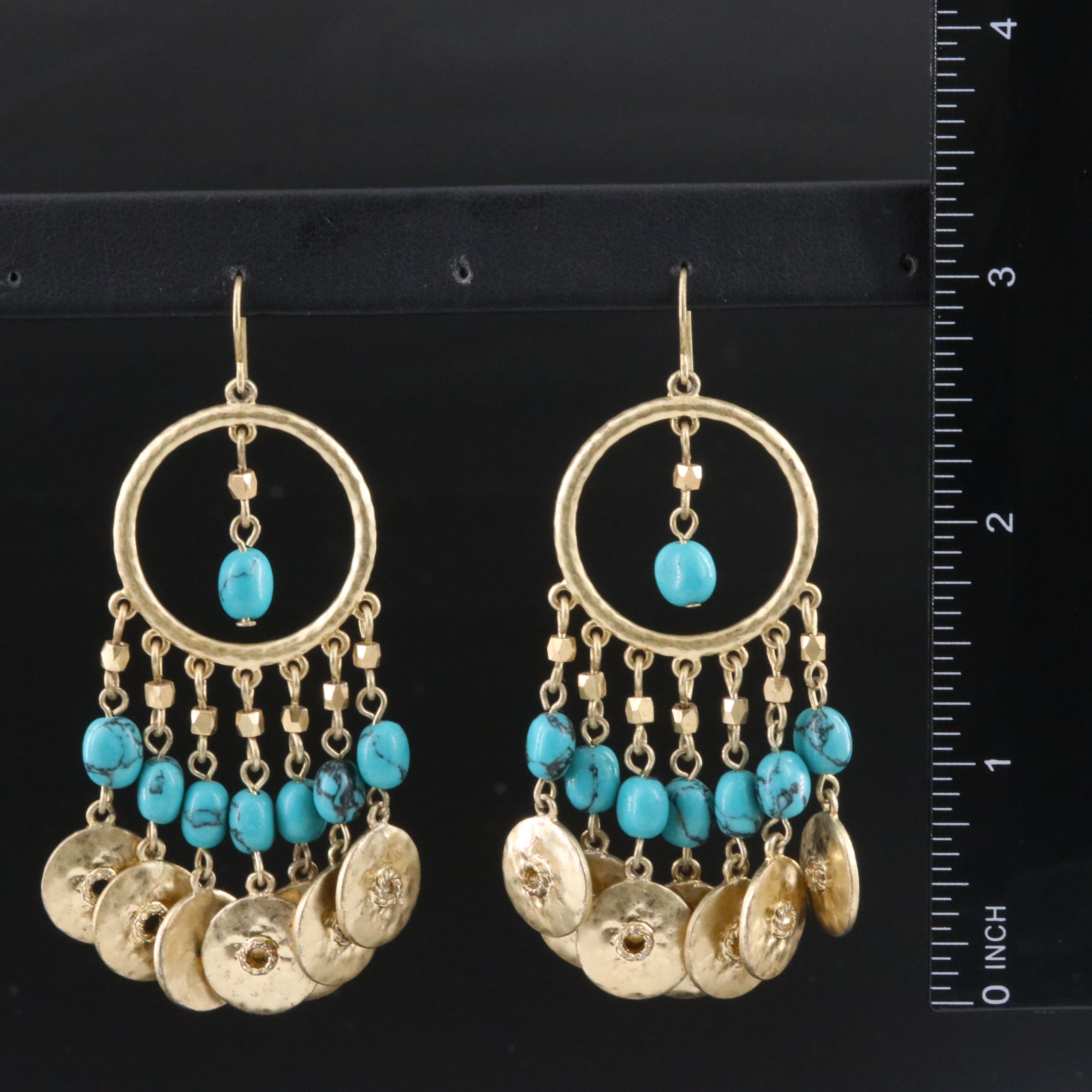 Ralph Lauren Howlite Disc Drop Earrings