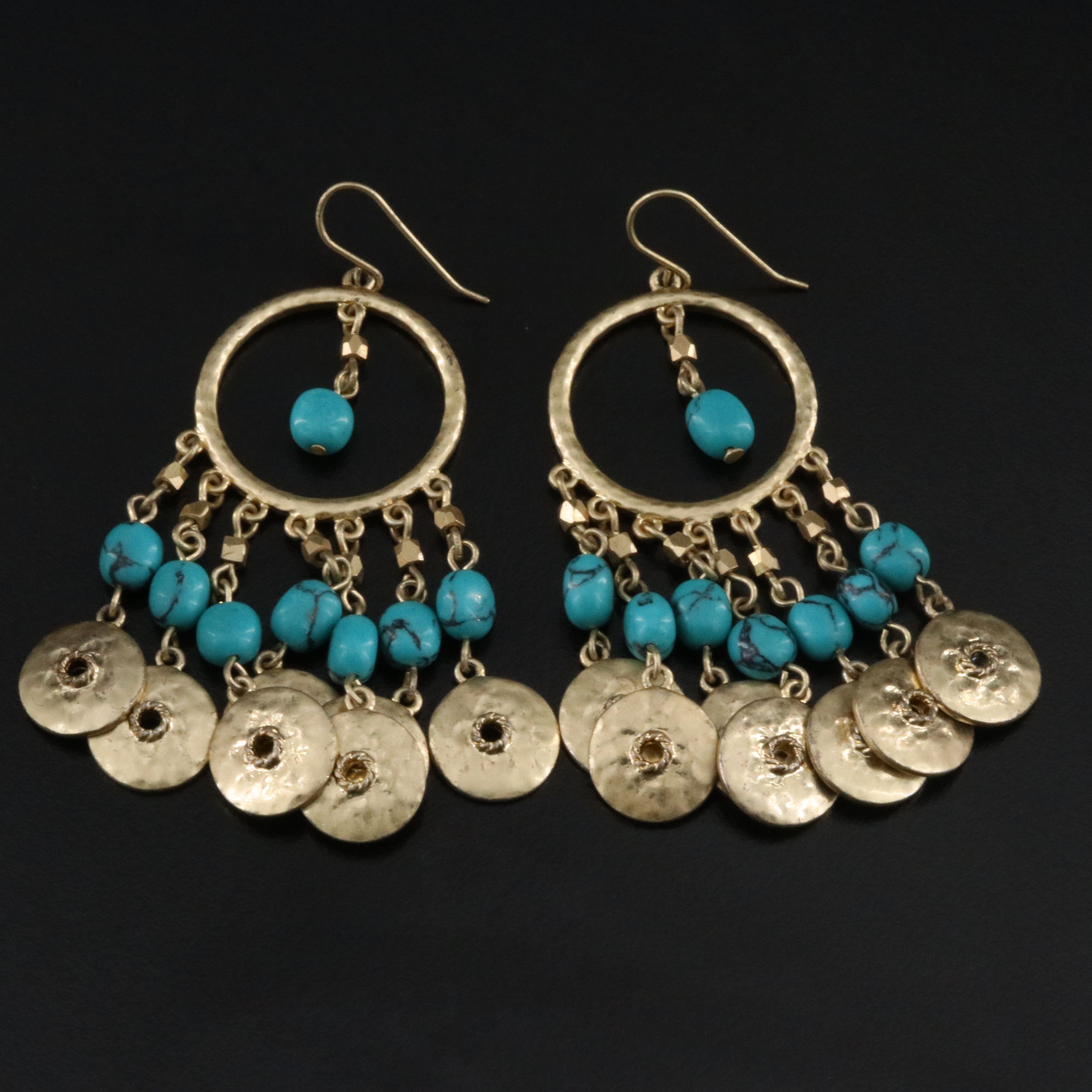Ralph Lauren Howlite Disc Drop Earrings