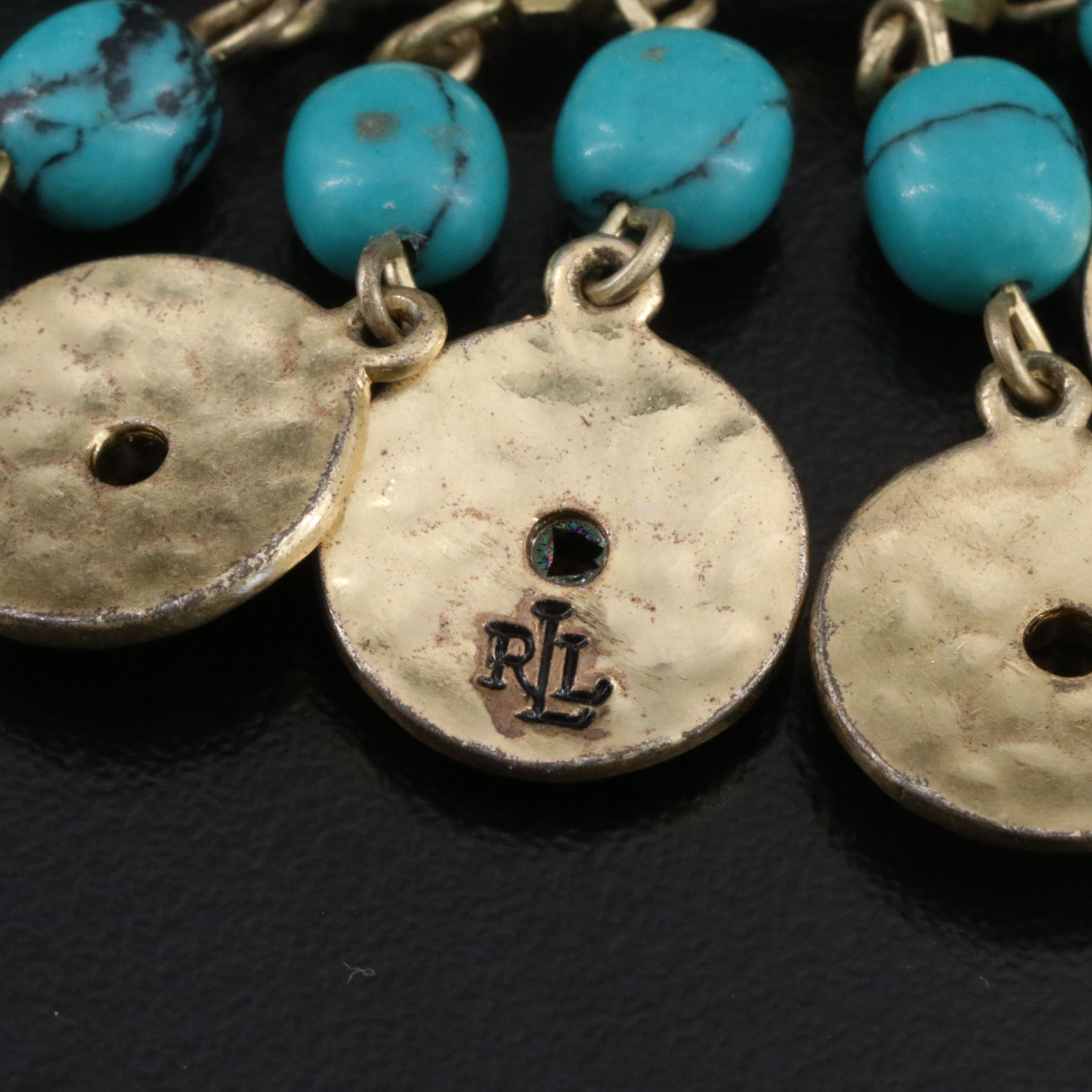 Ralph Lauren Howlite Disc Drop Earrings