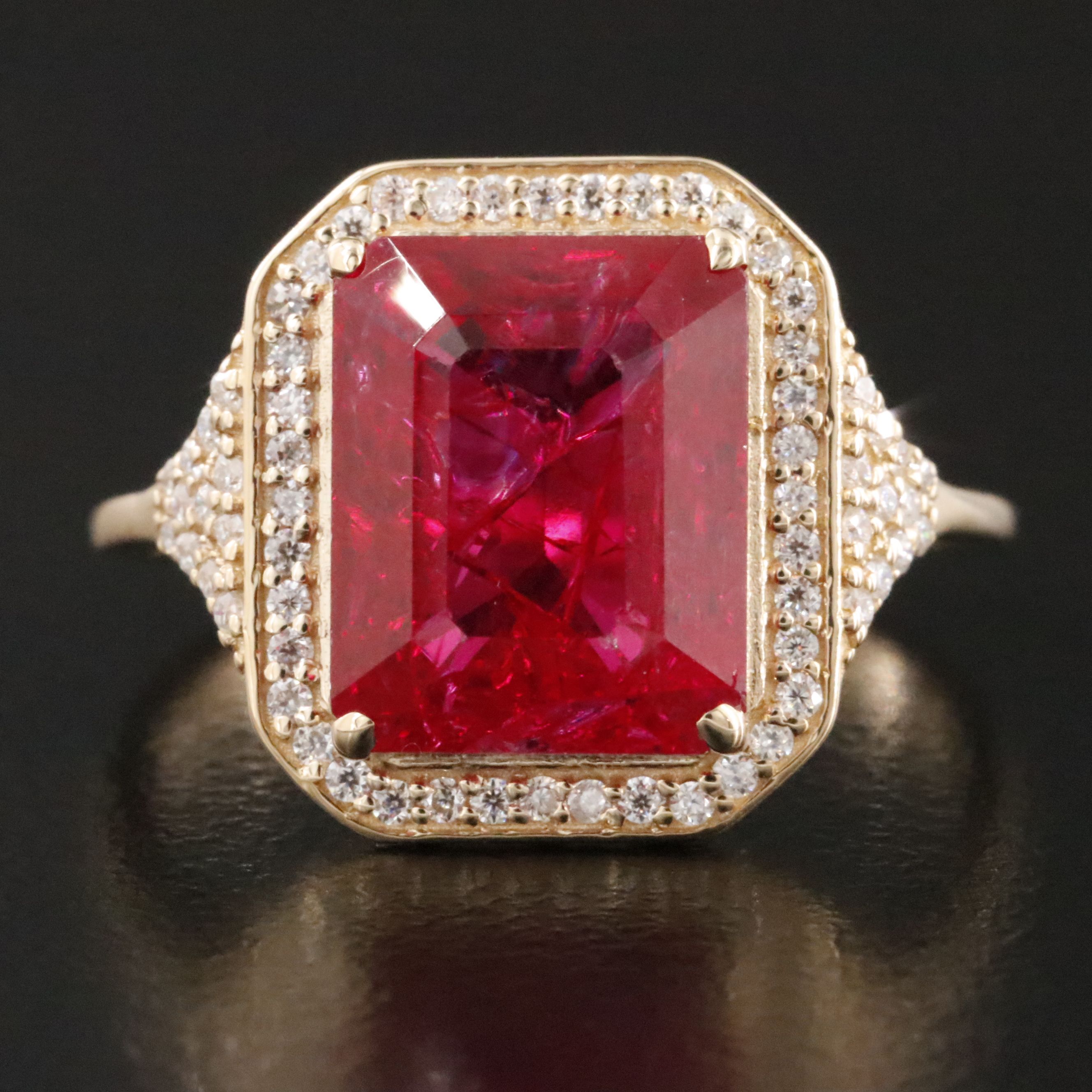 14K 4.95 CT Ruby and Moissanite Ring