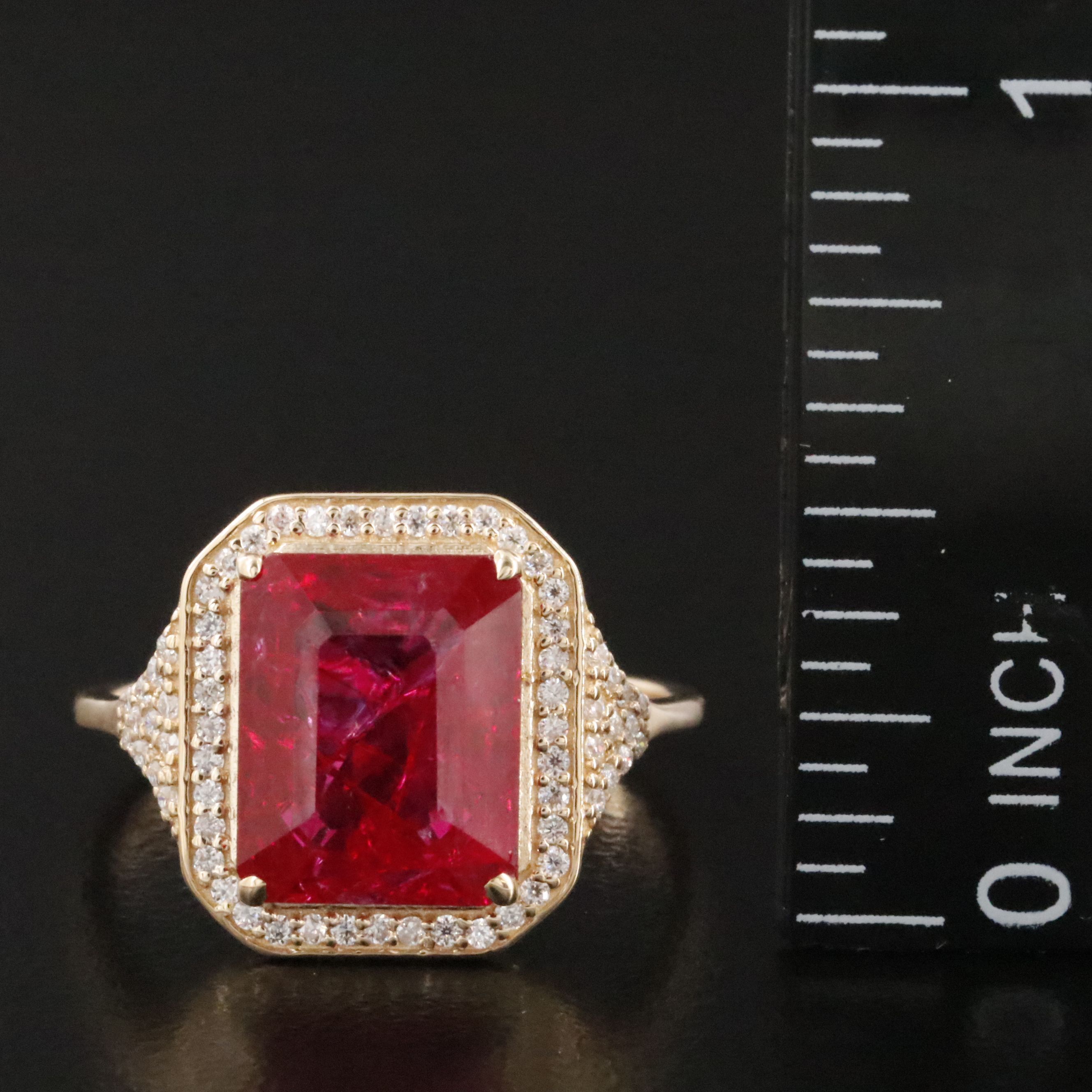 14K 4.95 CT Ruby and Moissanite Ring