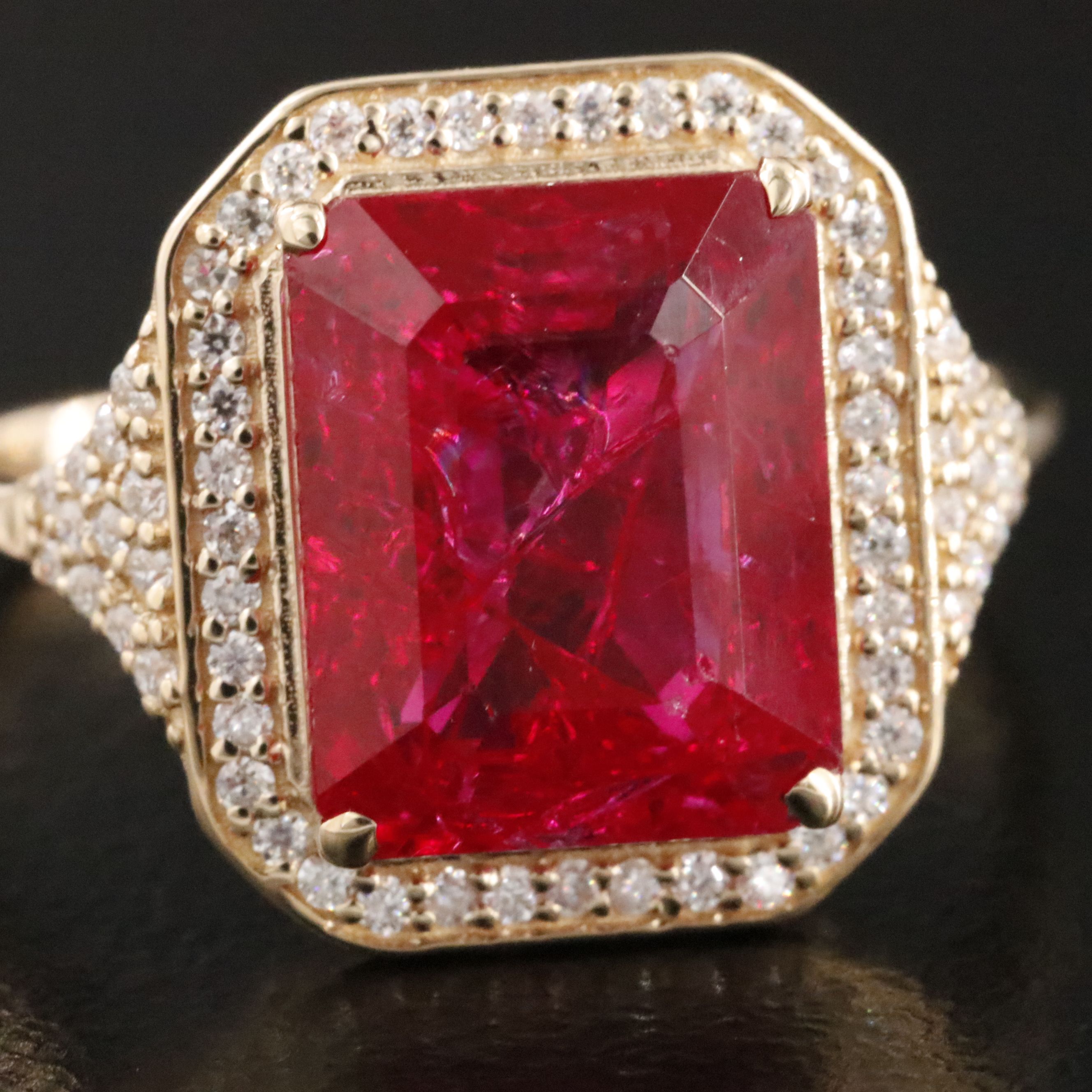 14K 4.95 CT Ruby and Moissanite Ring