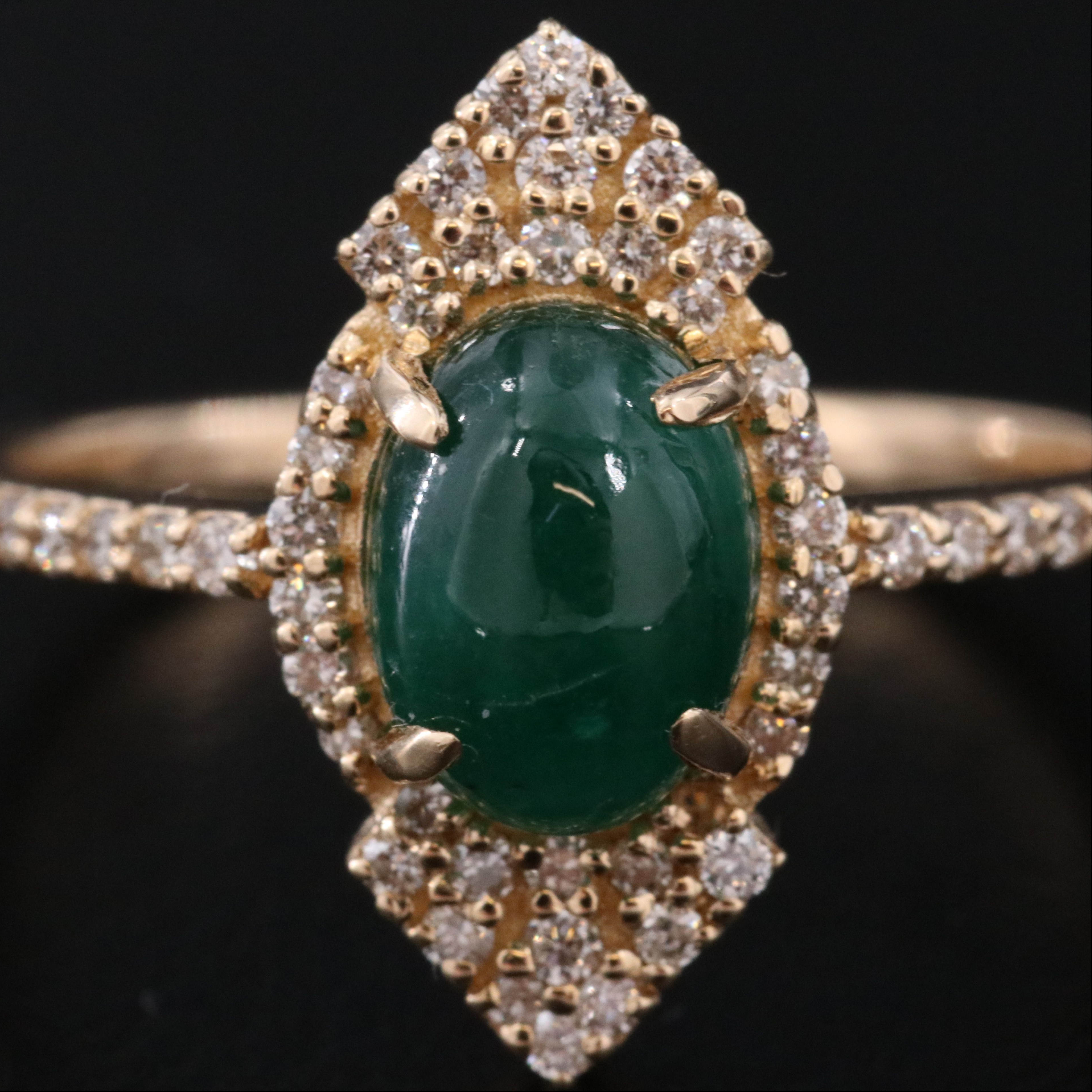 14K 1.73 CT Emerald and Diamond Ring