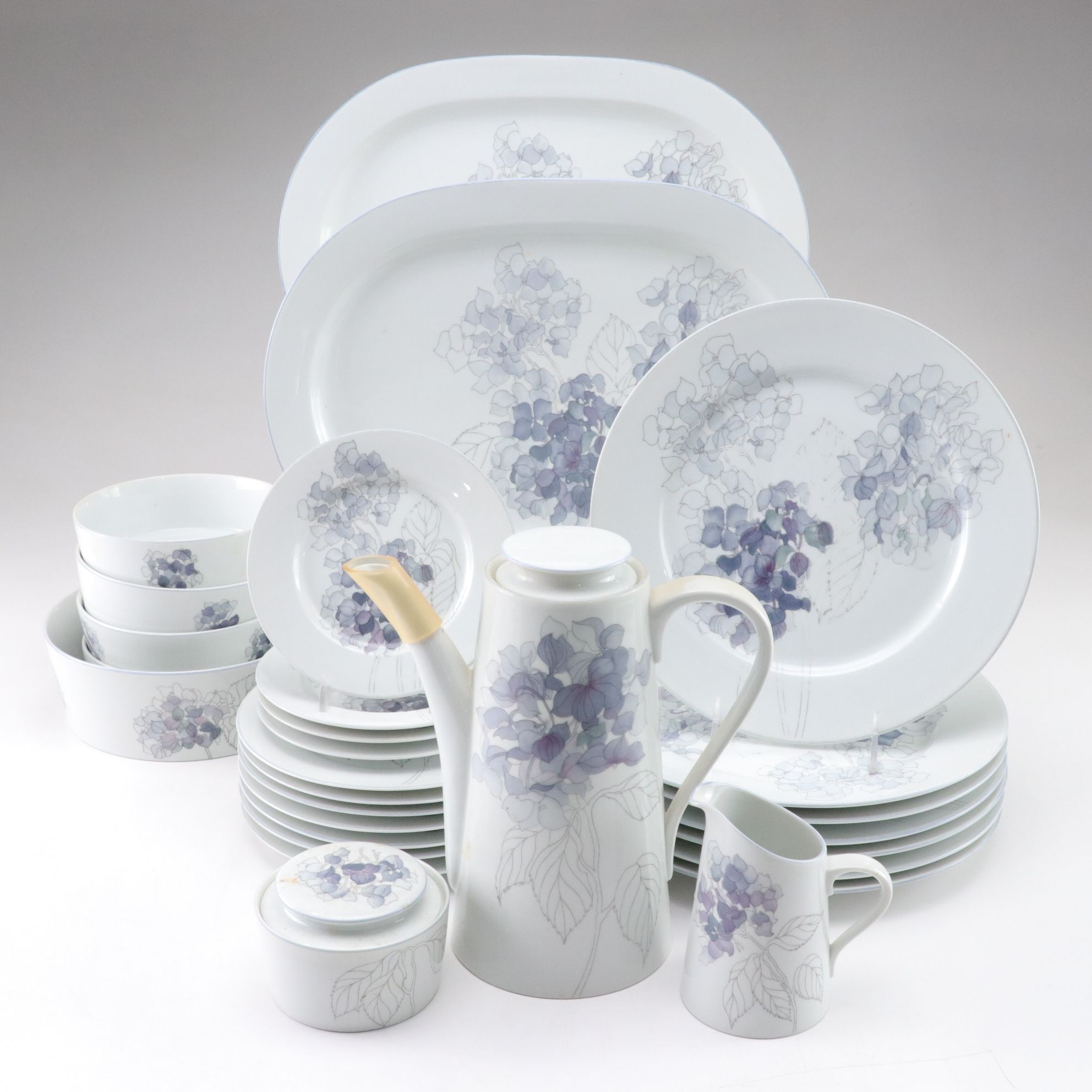 Block Spal Watercolors "Hydrangea" Dinnerware Set with Coffee Service and More