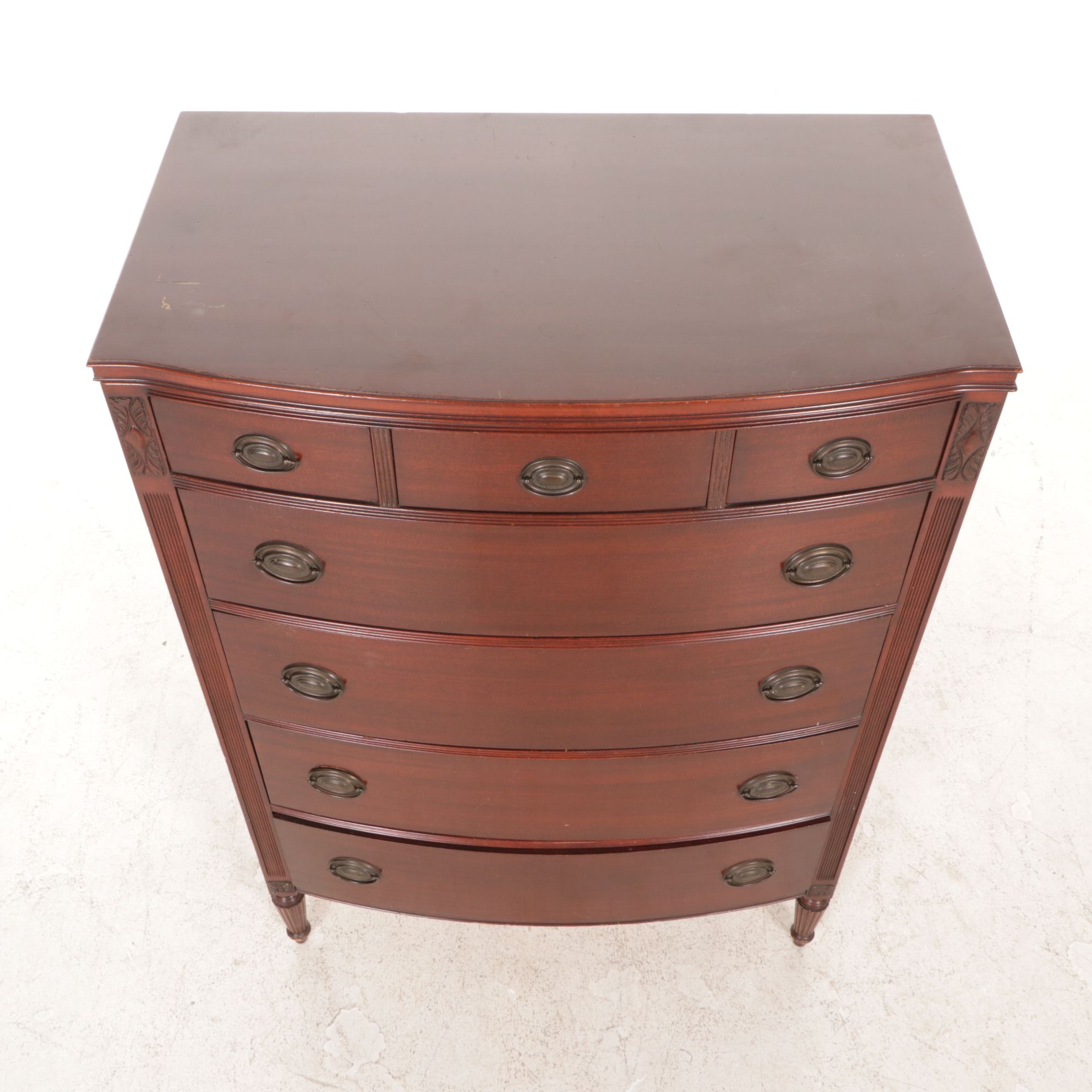 Sheraton Style Mahogany Bow Front Chest of Drawers, Early 20th Century