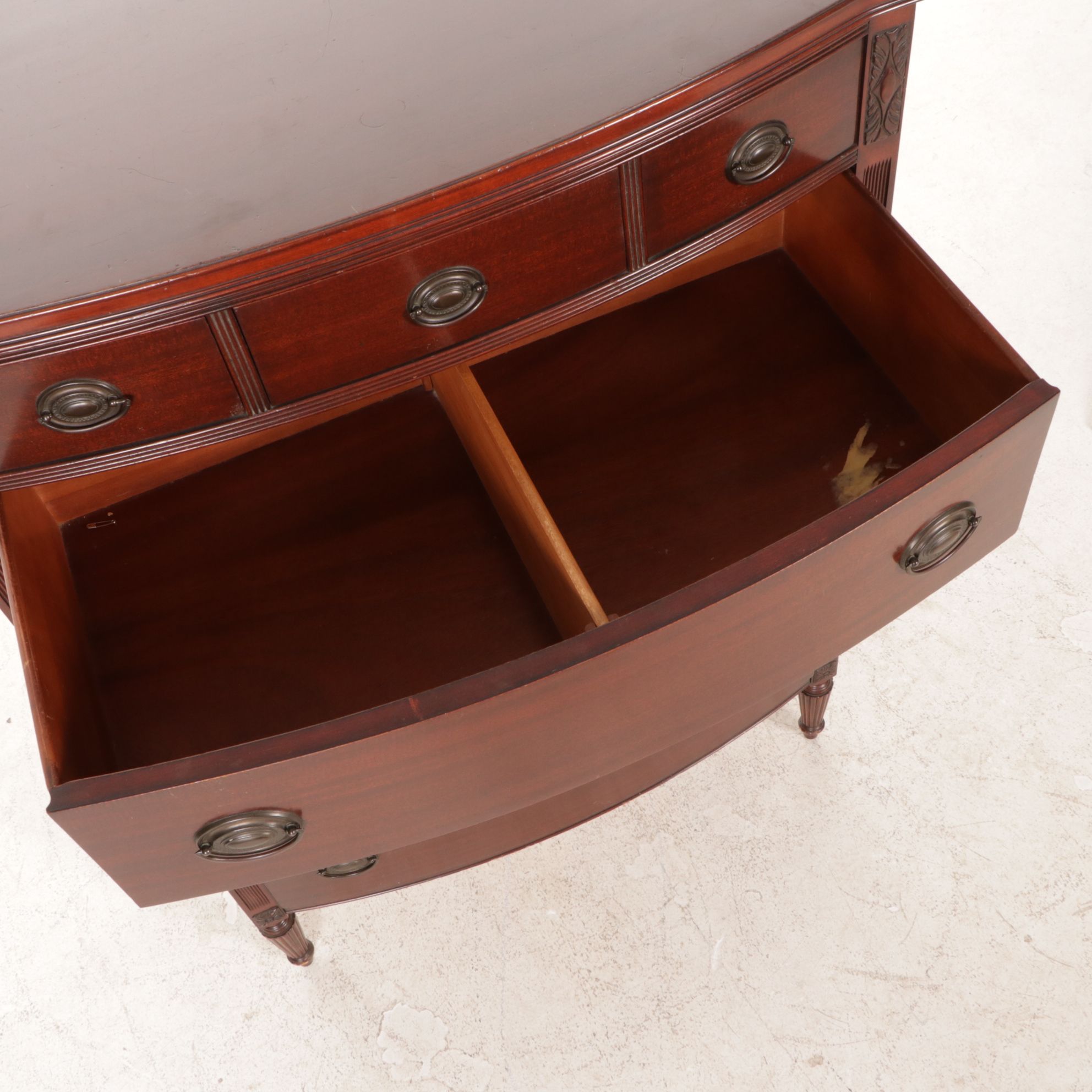 Sheraton Style Mahogany Bow Front Chest of Drawers, Early 20th Century