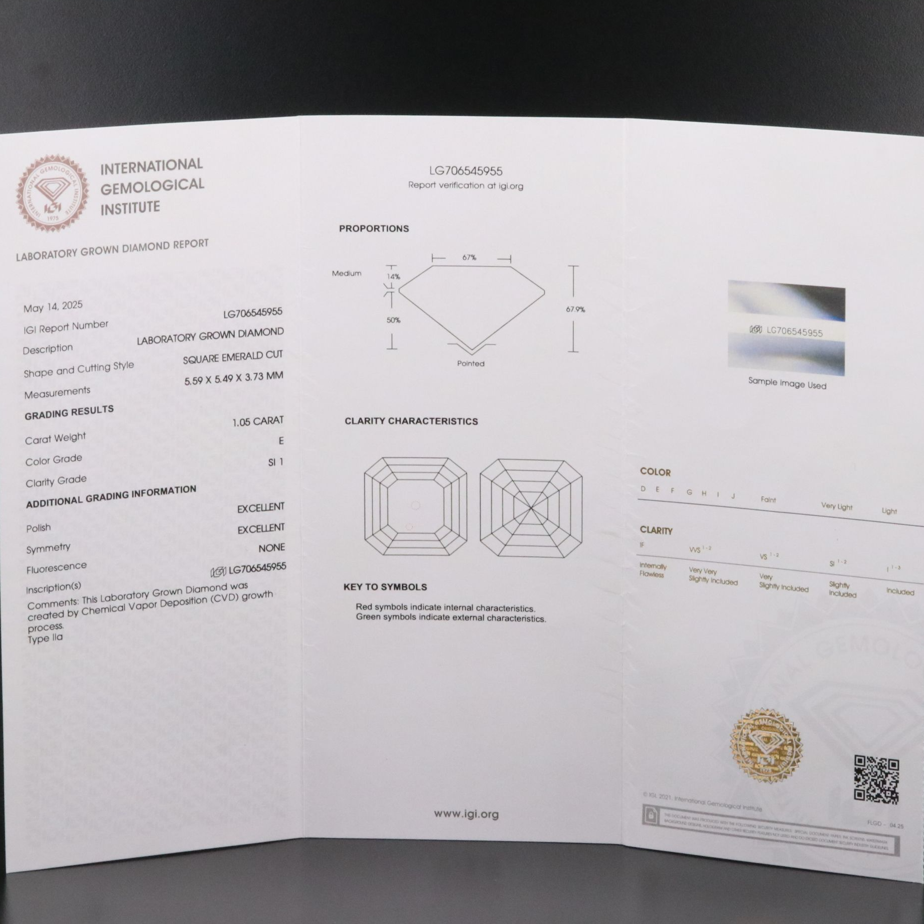 Loose 1.05 CT Lab Grown Diamond with IGI Report