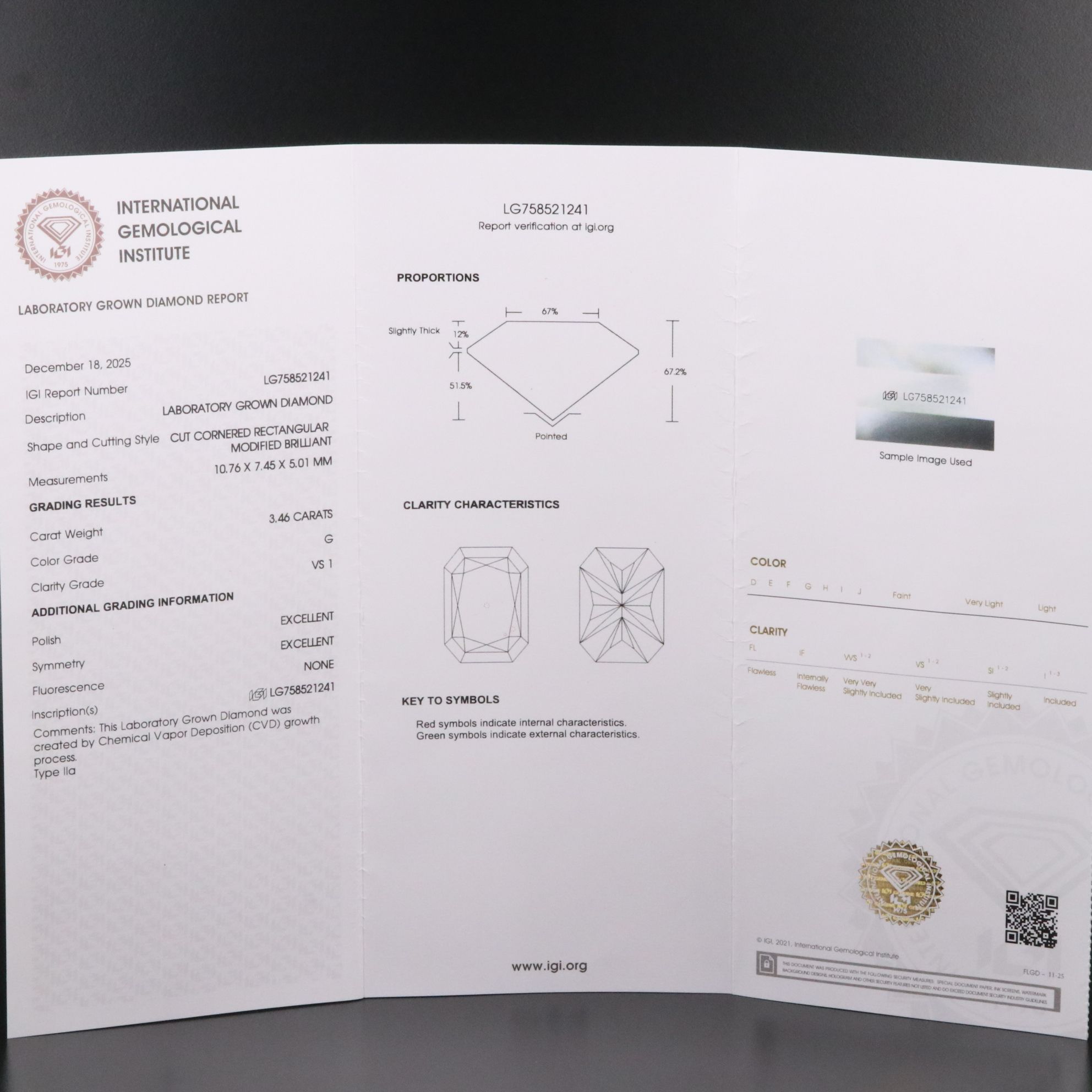 Loose 1.82 CT Lab Grown Diamond with IGI Report