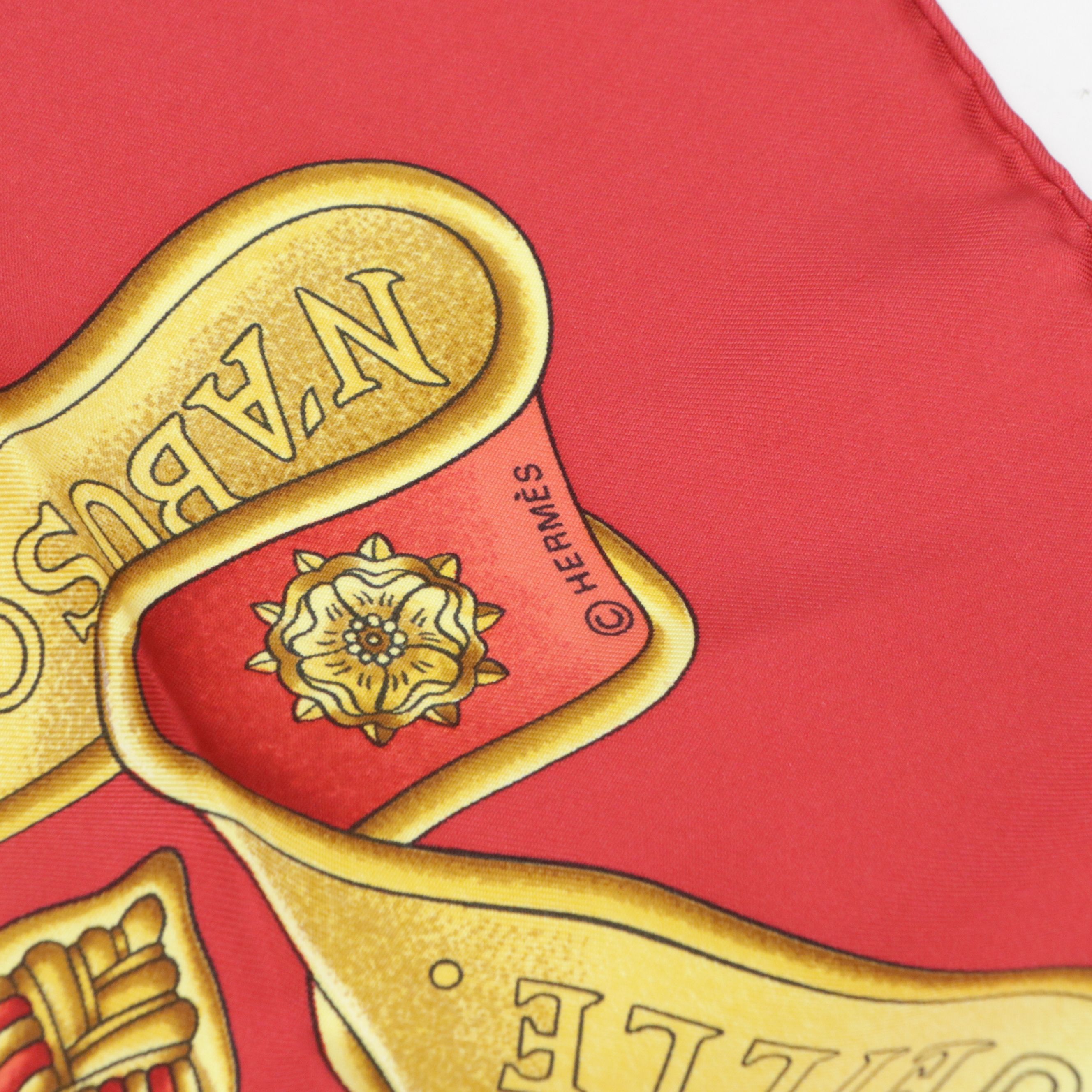 Hermès "Europe" Scarf 90 in Red Silk Twill