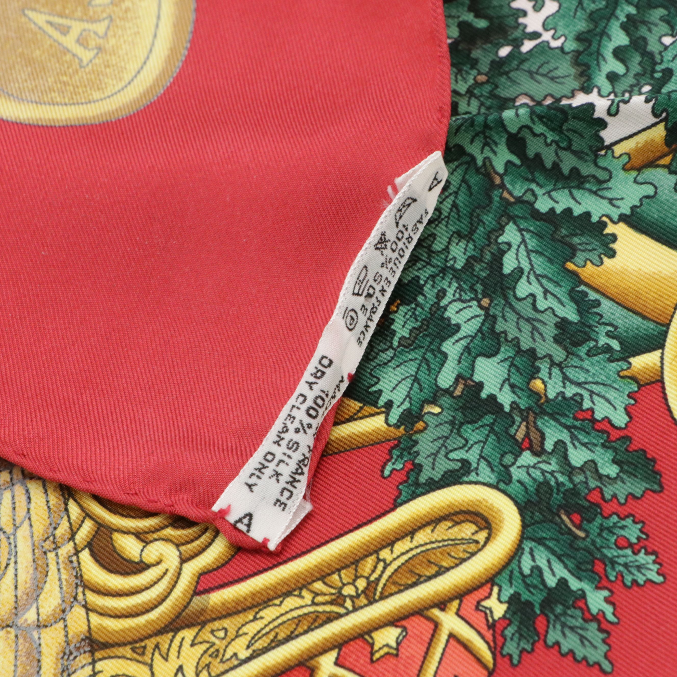 Hermès "Europe" Scarf 90 in Red Silk Twill