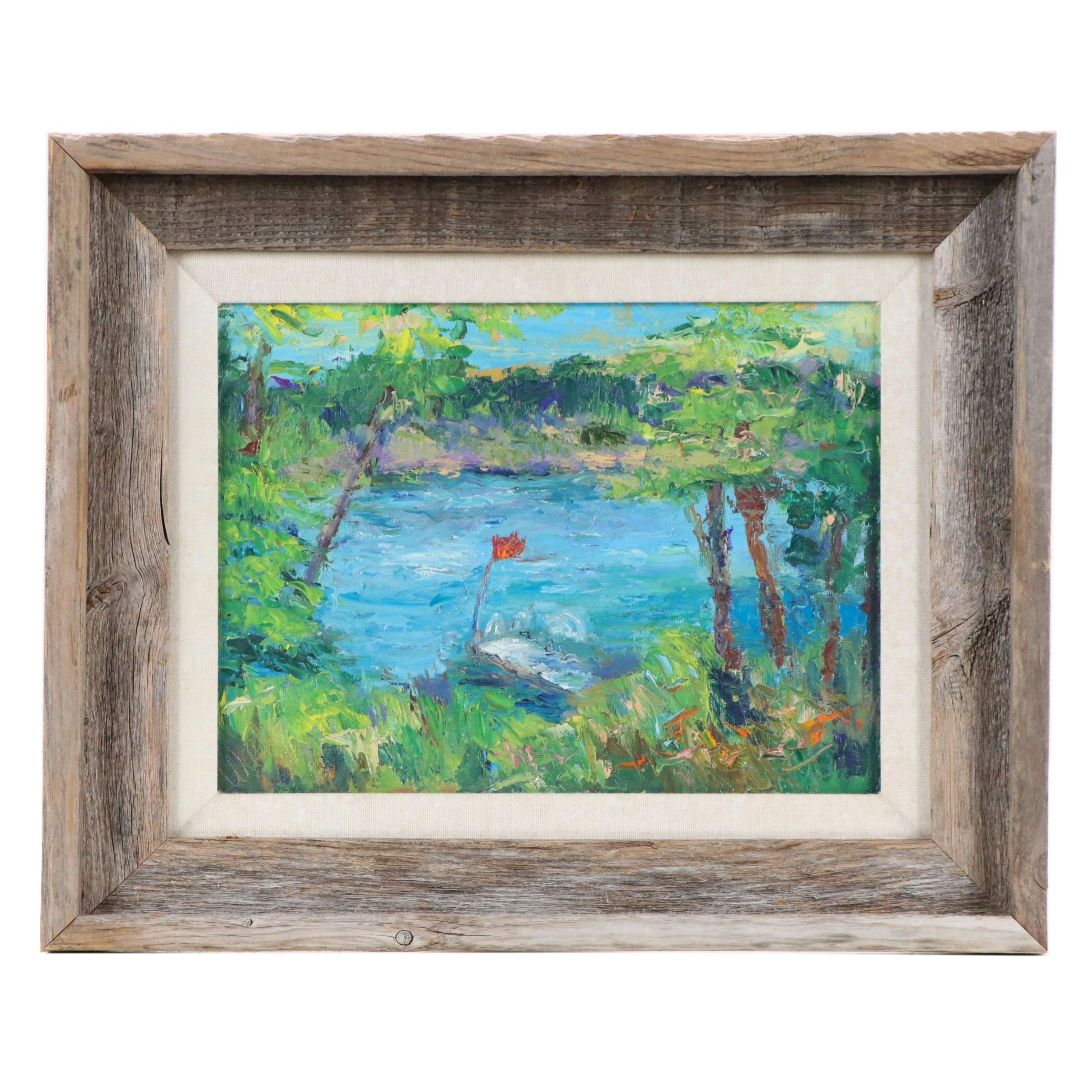 Trish Weeks Lake Landscape Oil Painting