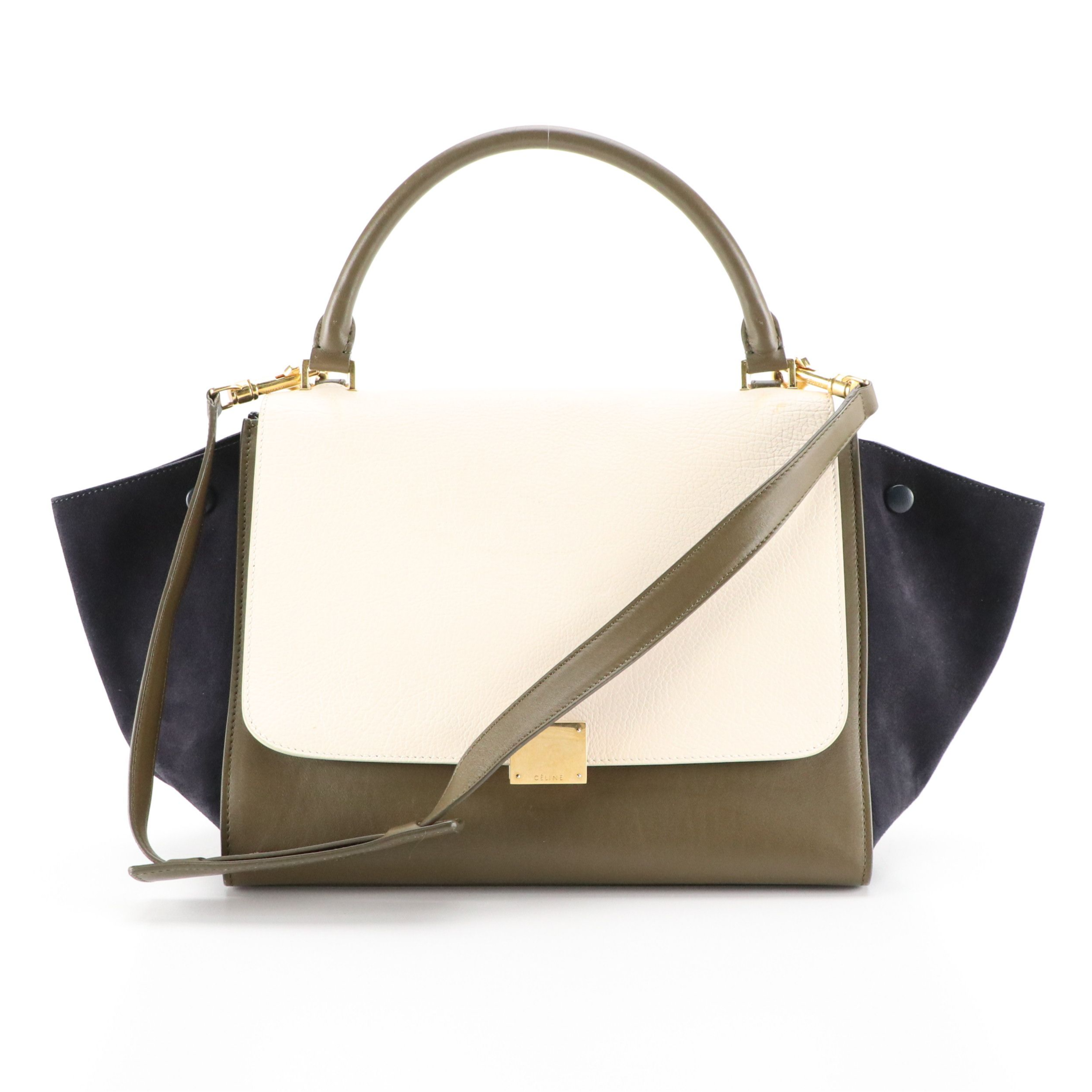 Céline Medium Trapeze Two-Way Bag in Bicolor Leather and Suede