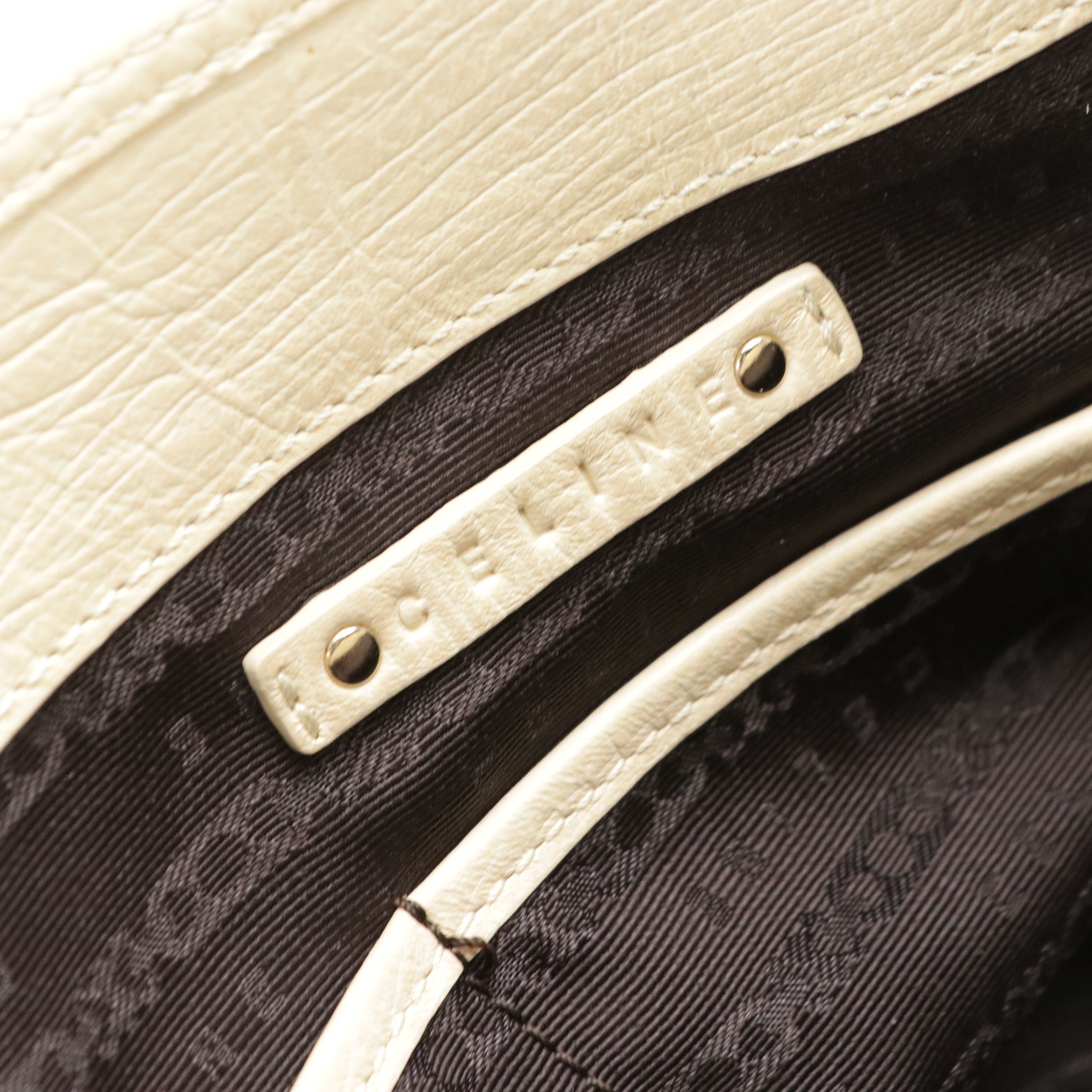 Celine Boogie Handbag in Macadam Jacquard and Buttercream Leather Trim