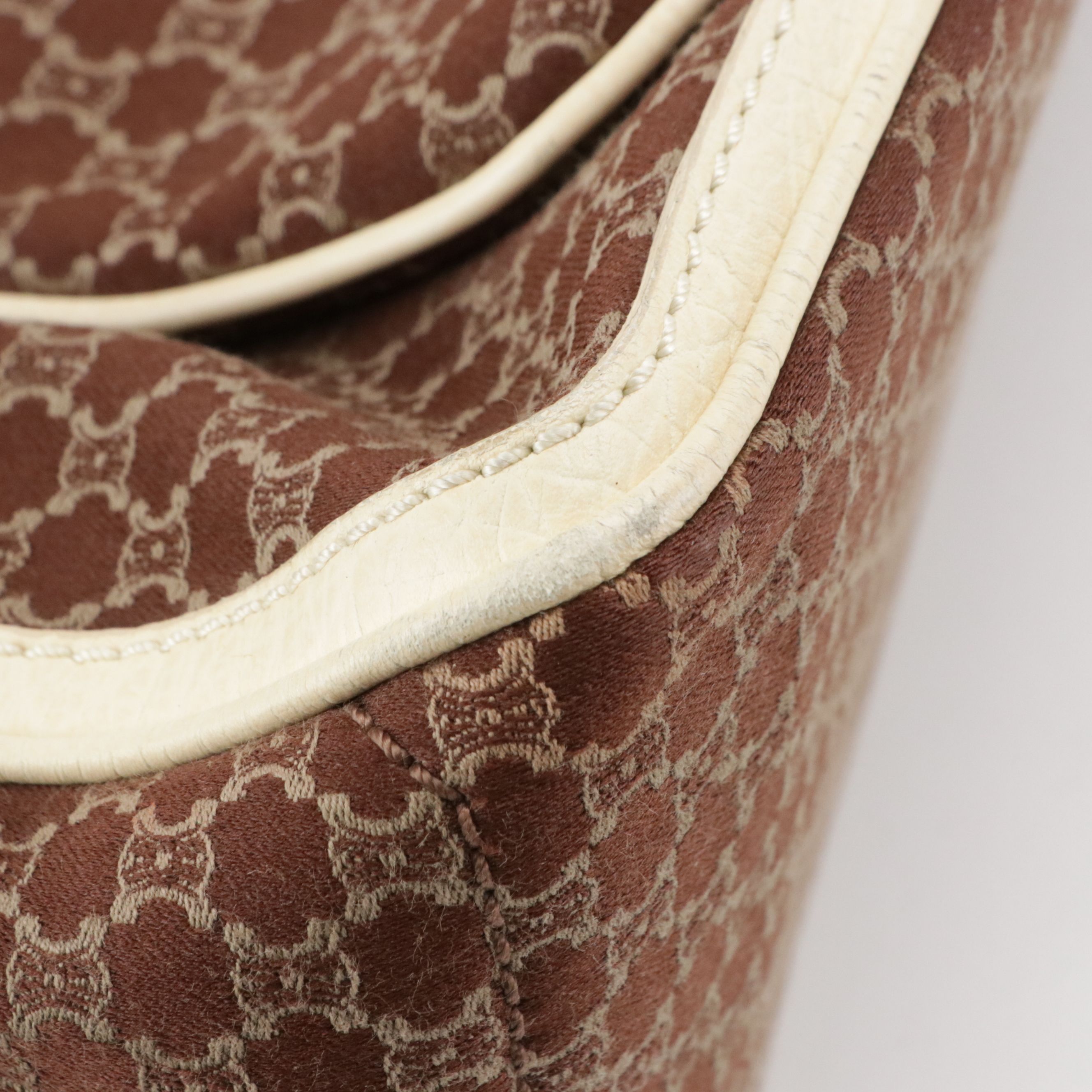 Celine Boogie Handbag in Macadam Jacquard and Buttercream Leather Trim