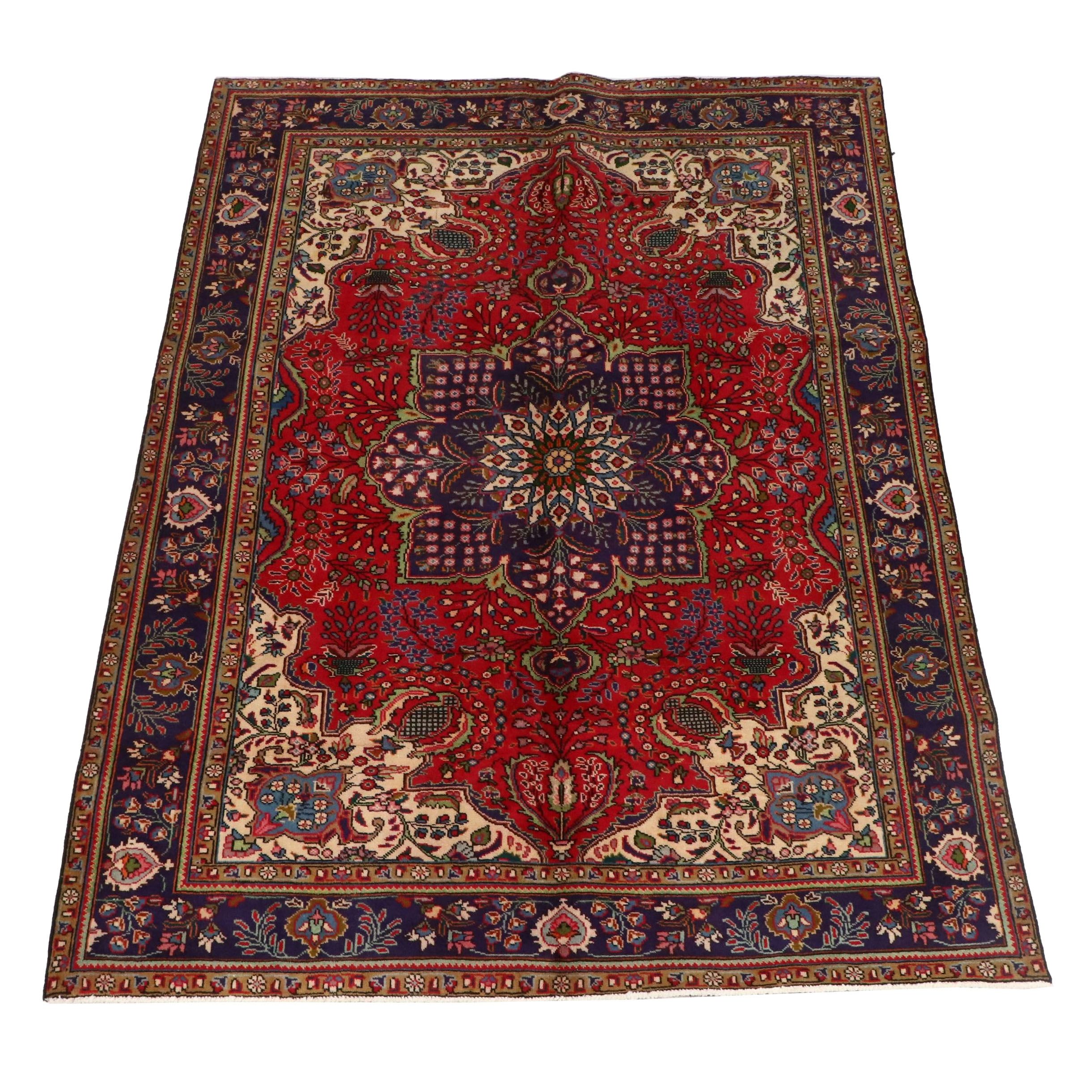 6'8 x 9'7 Hand-Knotted Persian Mashhad Area Rug