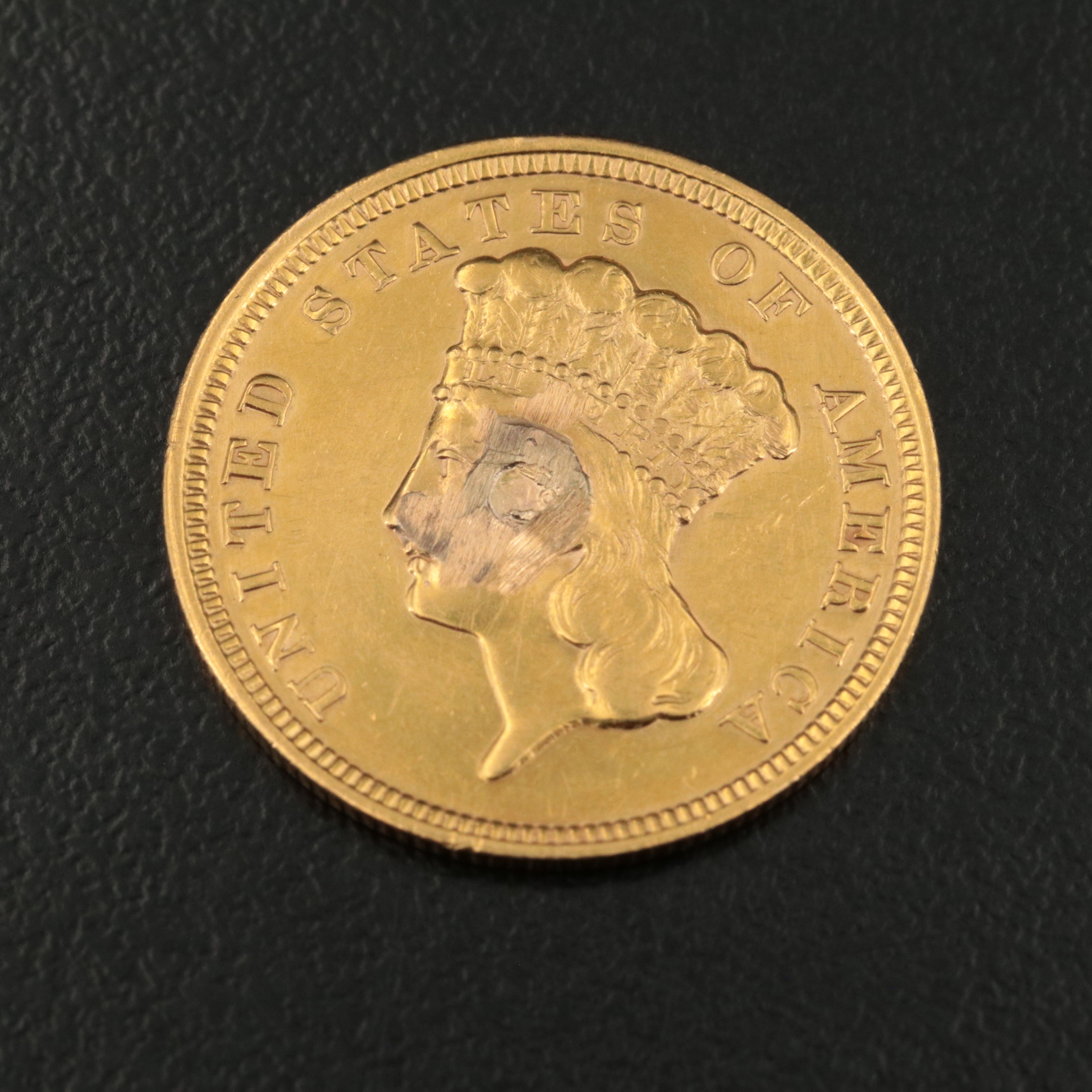 1854 Indian Princess Head $3 Gold Coin