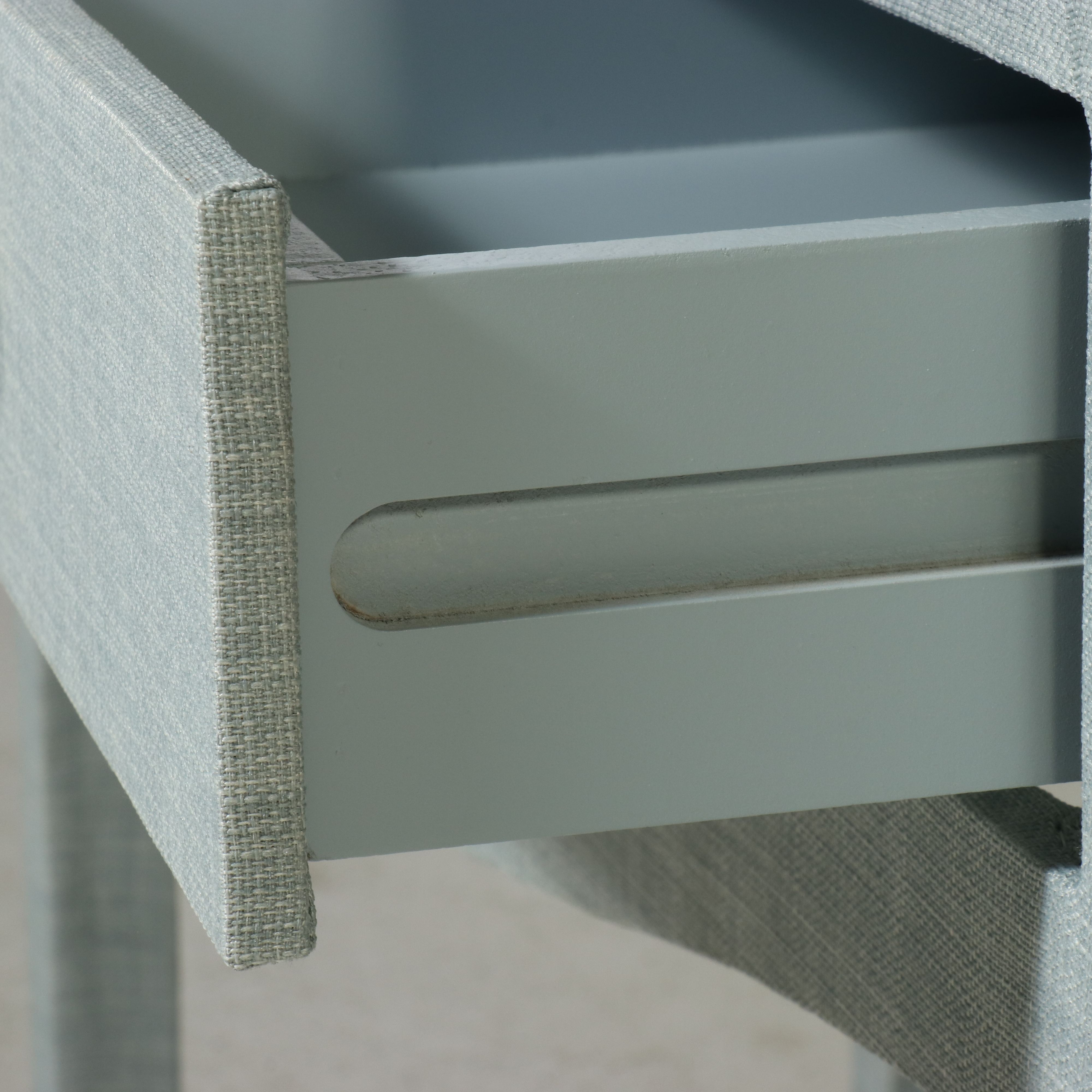 Contemporary Grasscloth-Wrapped Two-Drawer Console Table