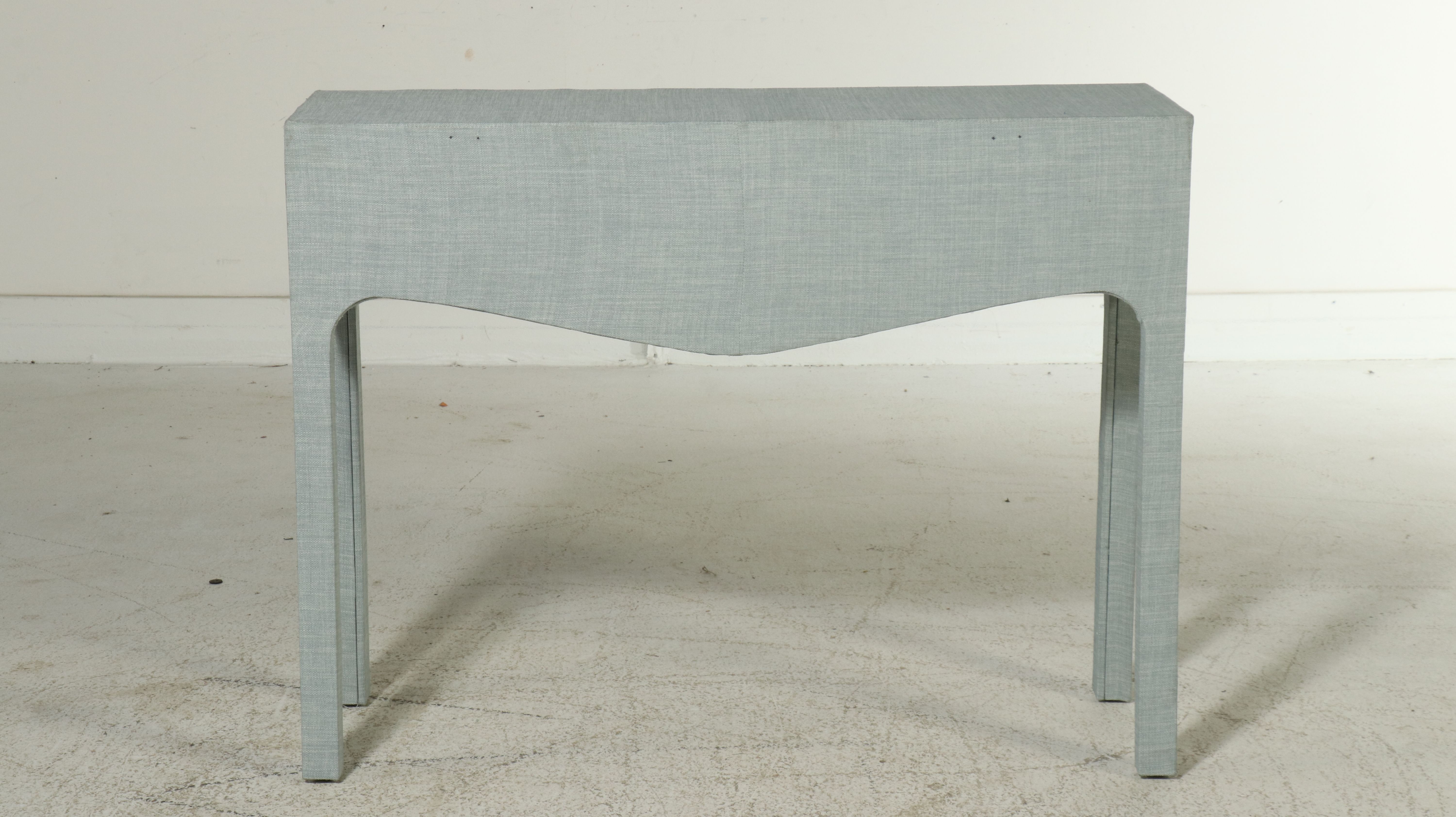 Contemporary Grasscloth-Wrapped Two-Drawer Console Table