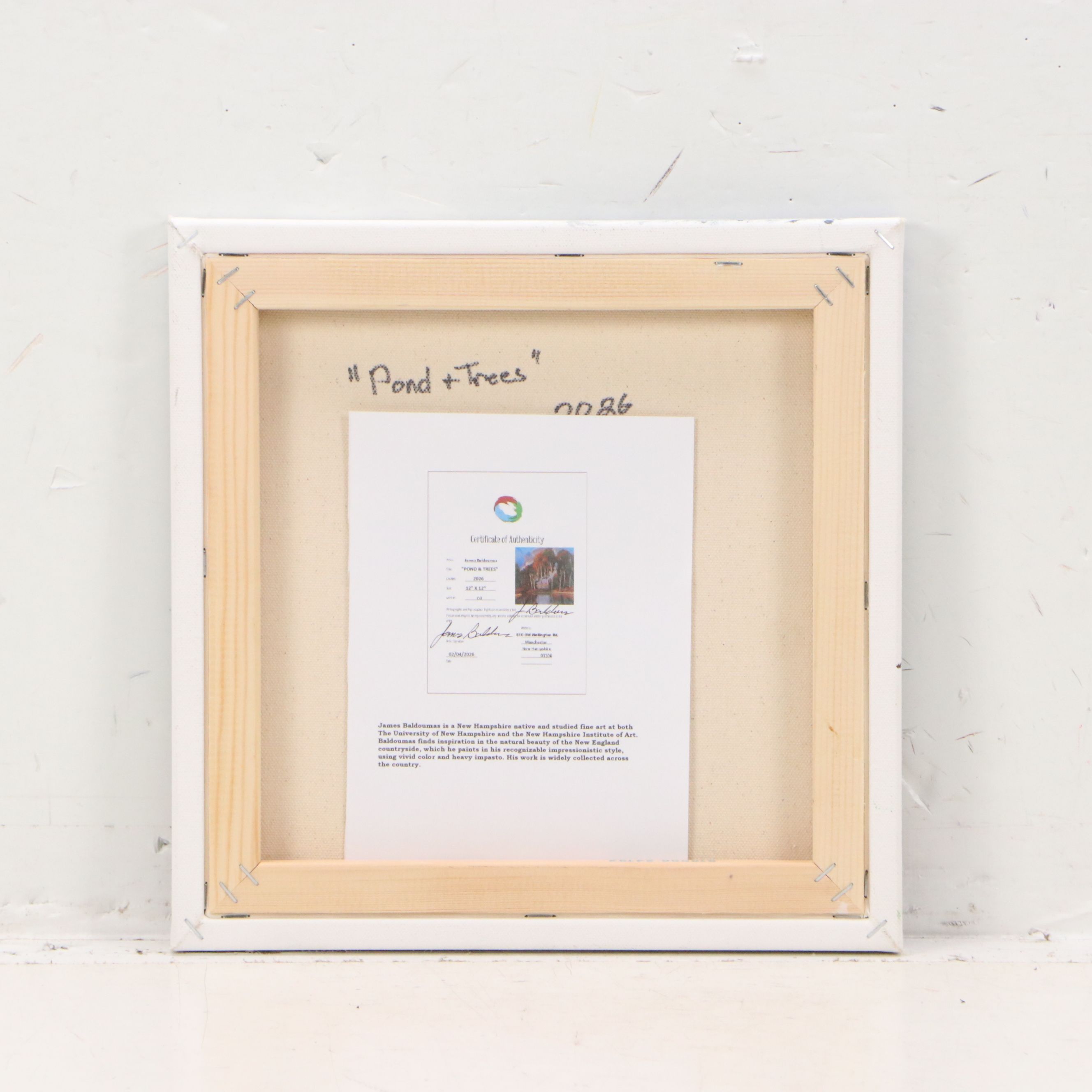 James Baldoumas Oil Painting "Pond and Trees," 2026