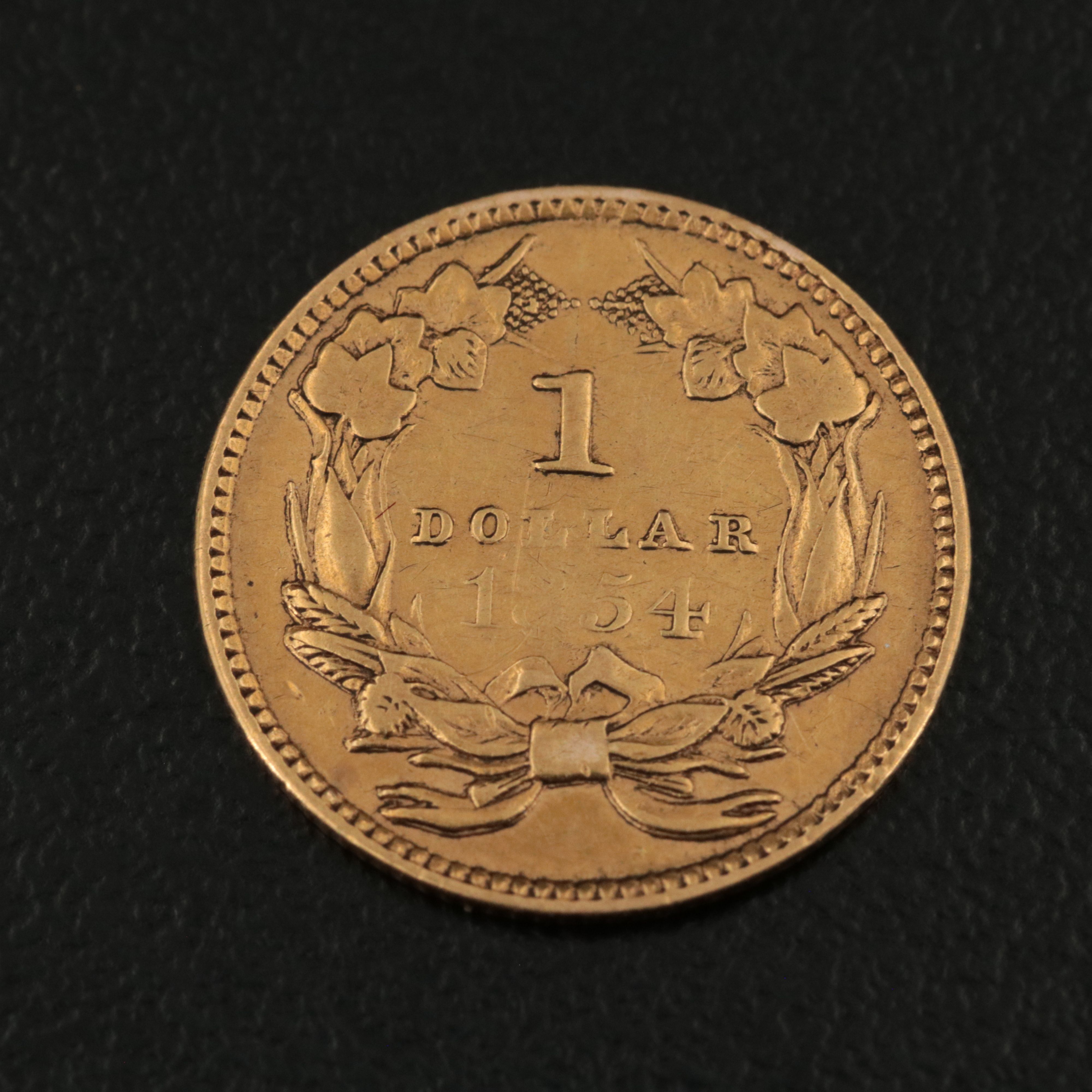 1854 Indian Princess Head Type II Gold Dollar