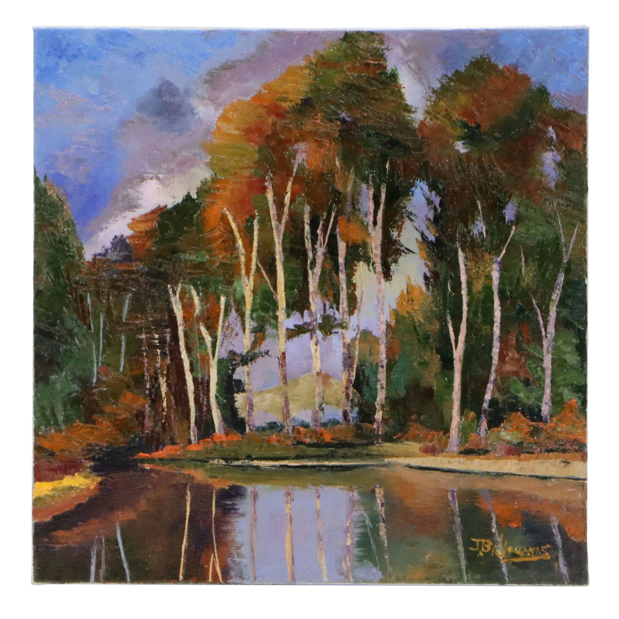 James Baldoumas Oil Painting "Pond and Trees," 2026