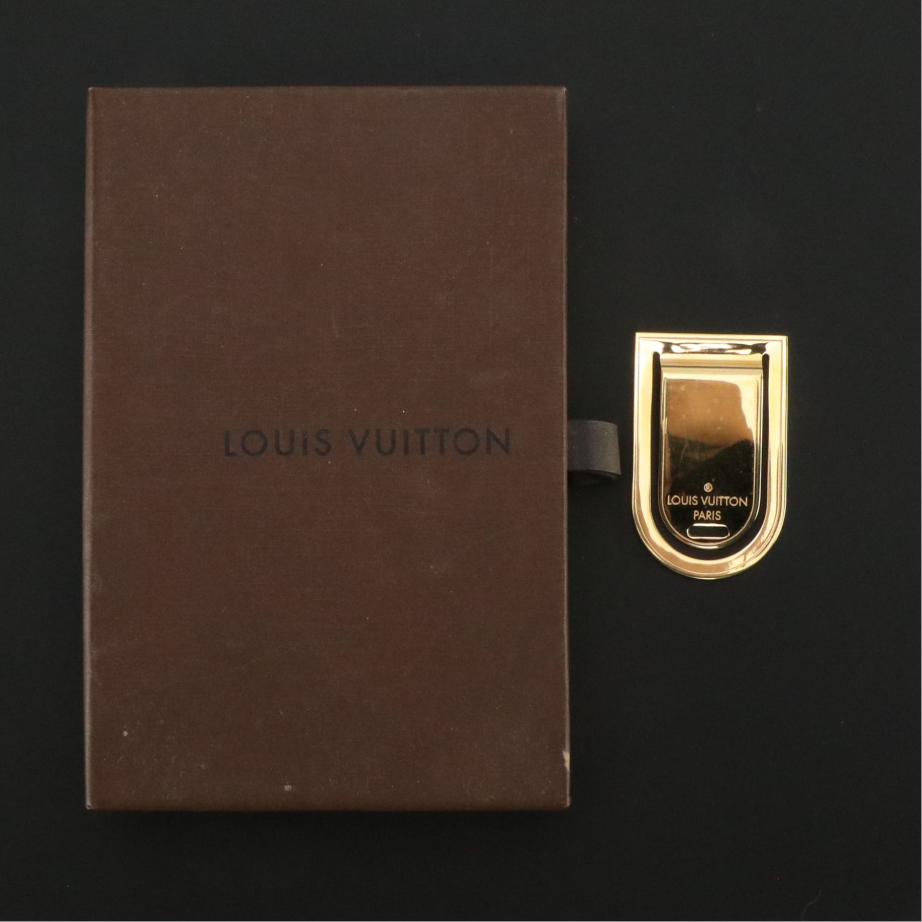 Louis Vuitton Gold Tone Pince-Billets Porte-Adresse Bookmark in Box