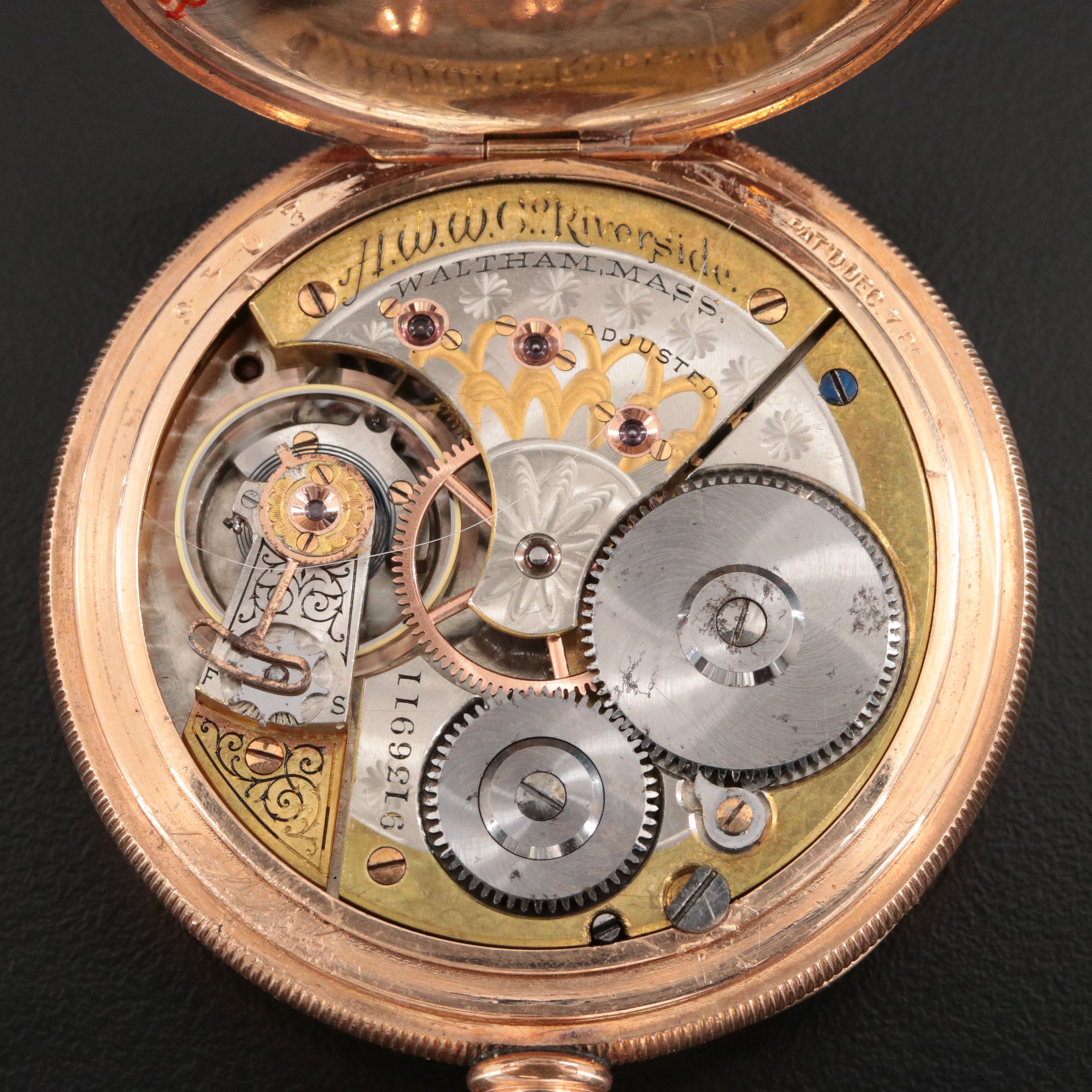 Waltham Riverside Gold-Filled Pocket Watch Serial # 9136911