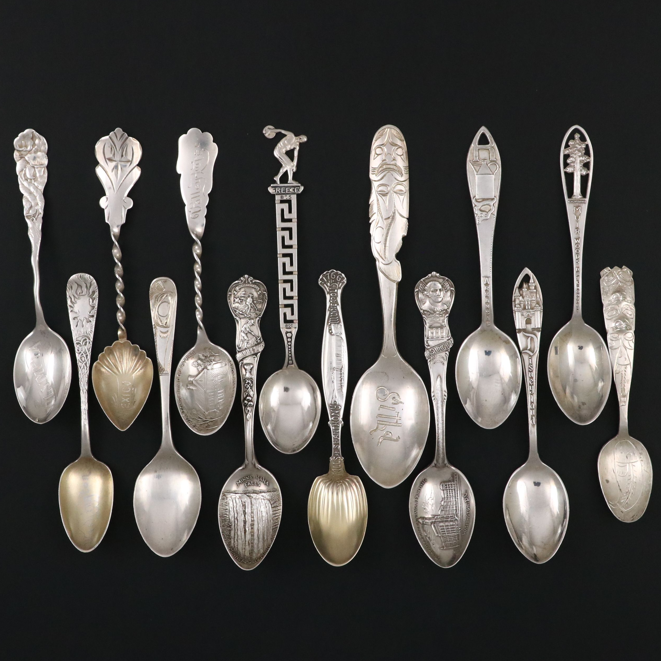 Sitka Tlingit 900 Silver with Other Sterling and 800 Silver Souvenir Spoons