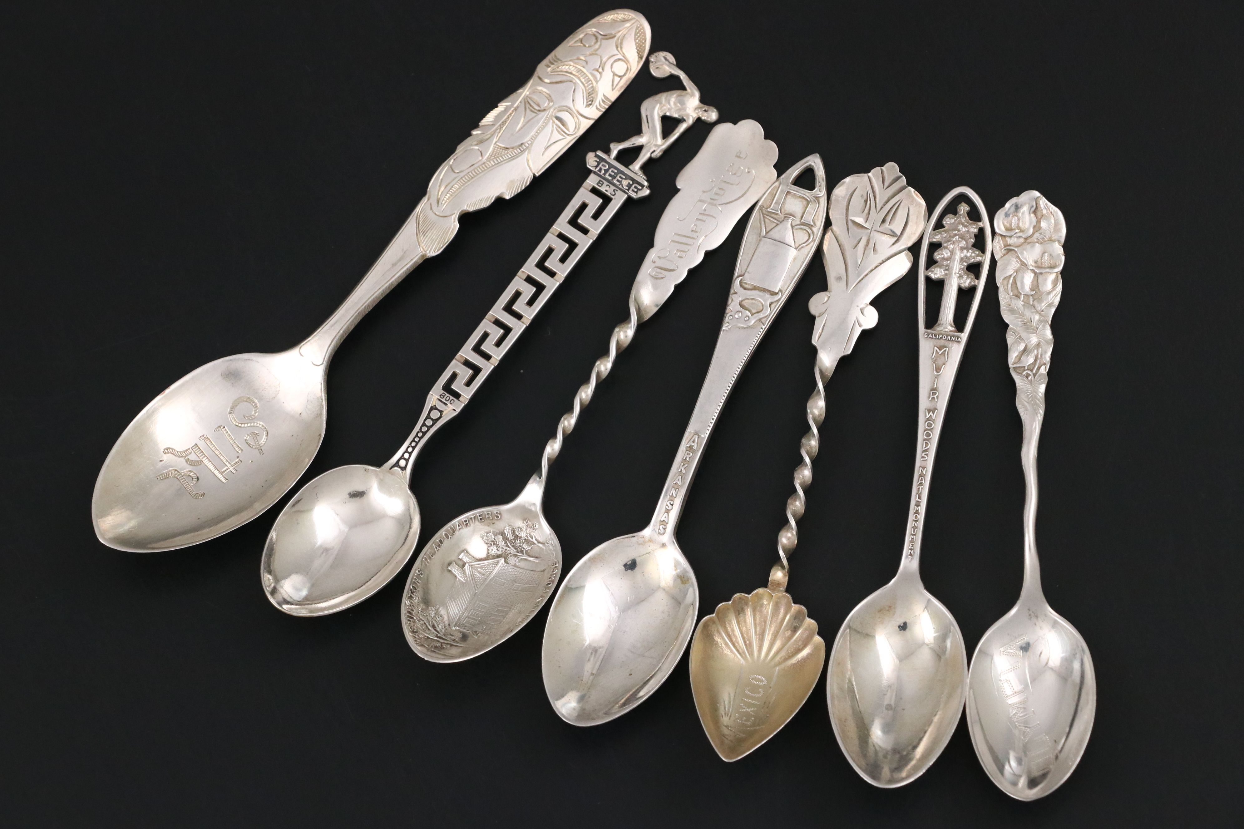 Sitka Tlingit 900 Silver with Other Sterling and 800 Silver Souvenir Spoons