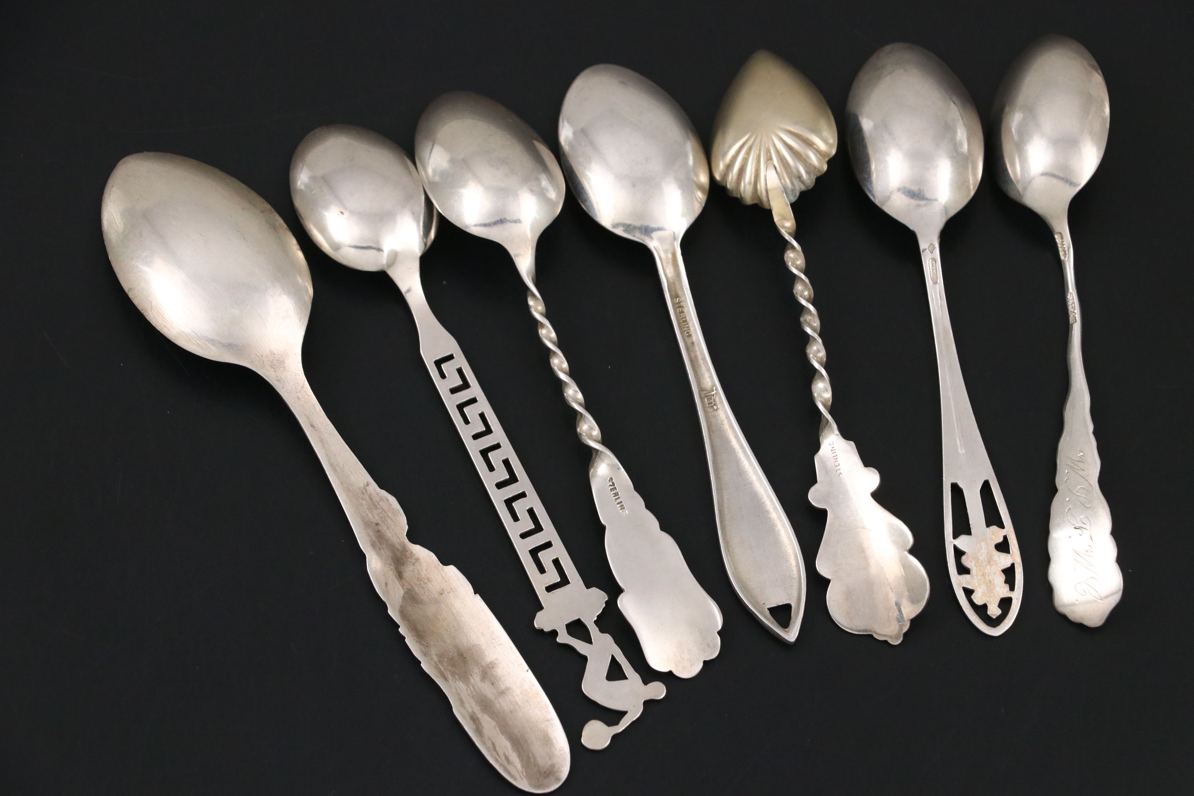 Sitka Tlingit 900 Silver with Other Sterling and 800 Silver Souvenir Spoons