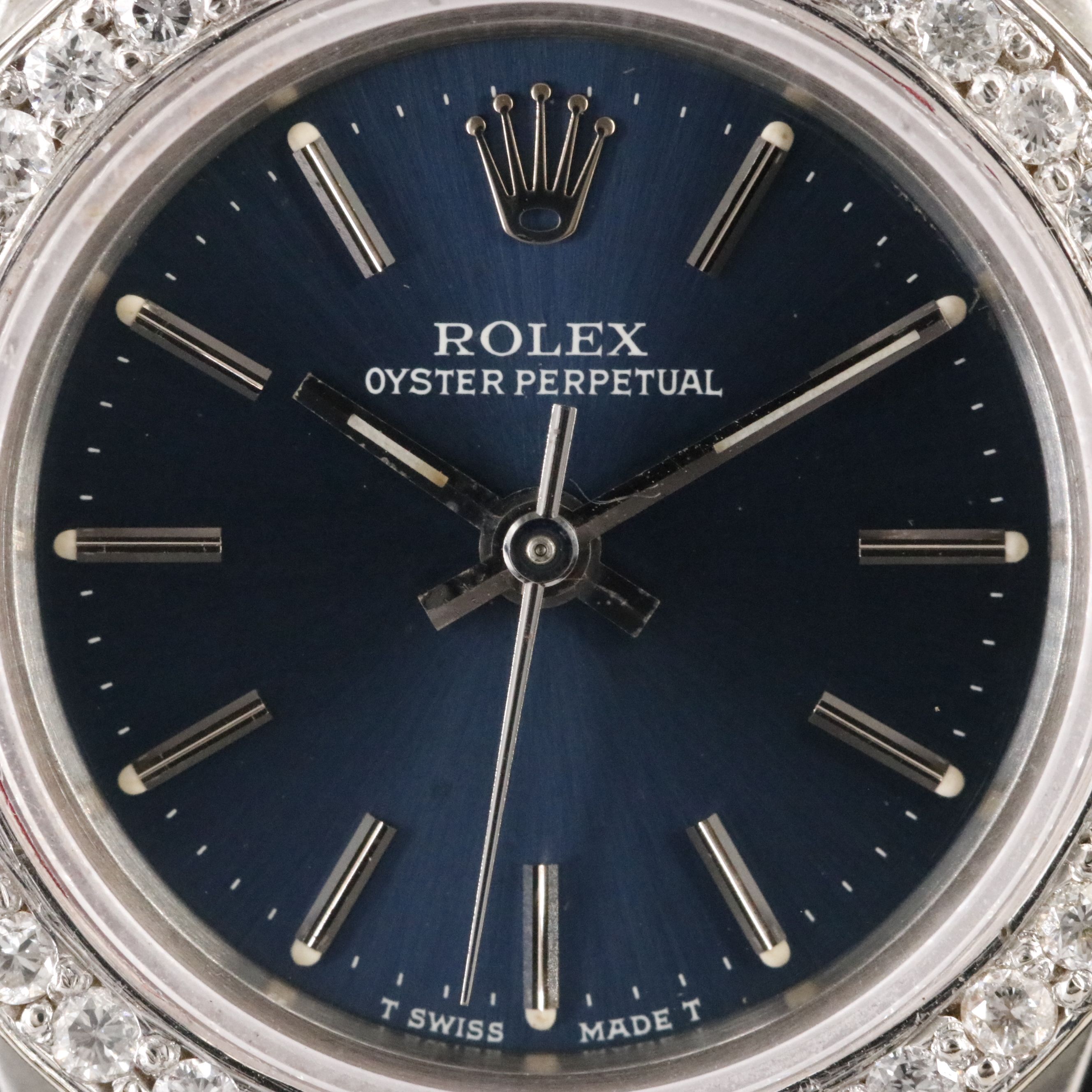 Rolex Oyster Perpetual 67194 Custom Diamond Bezel Vintage Watch c.1989