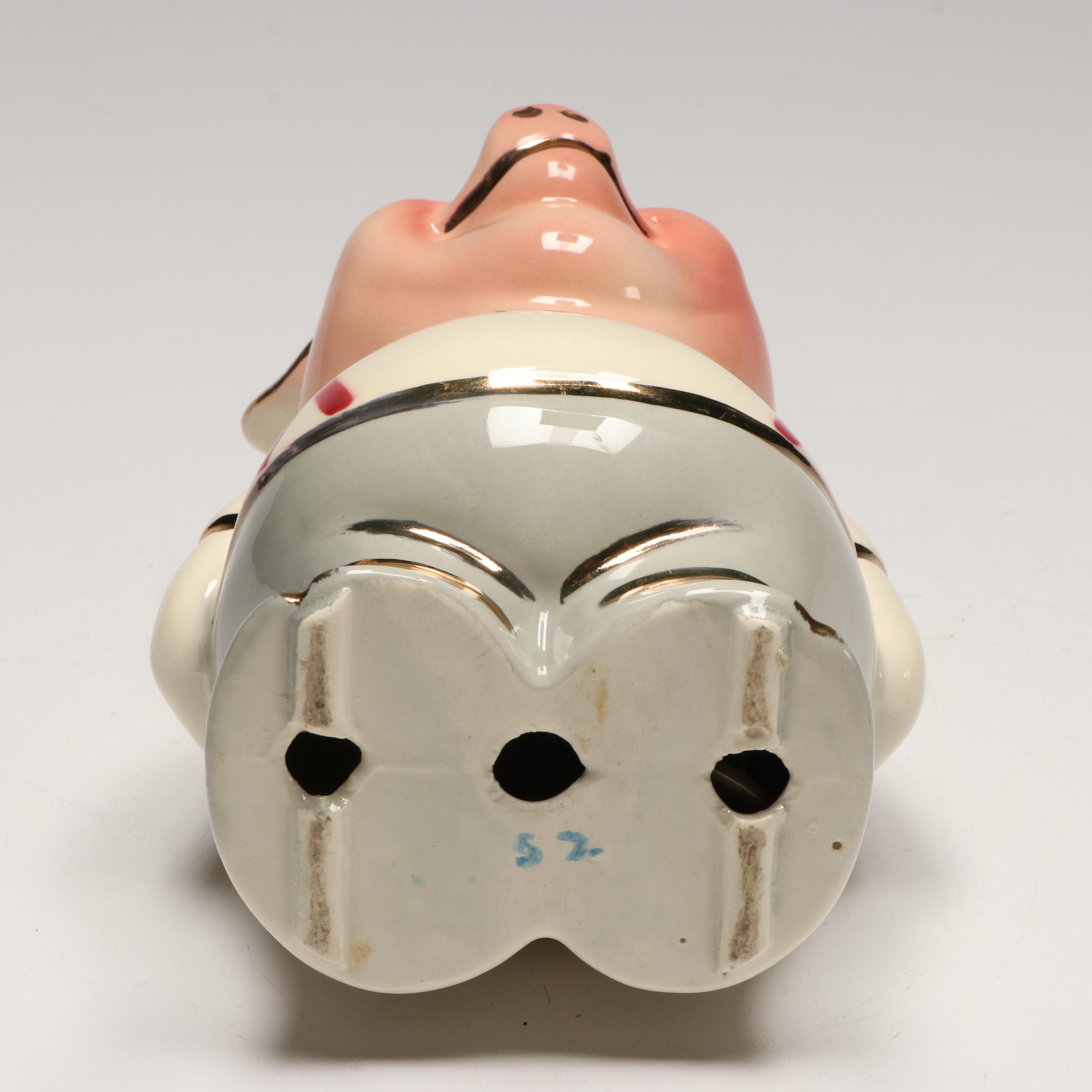 Porcelain Floral Pig Coin Bank, Mid 20th Century