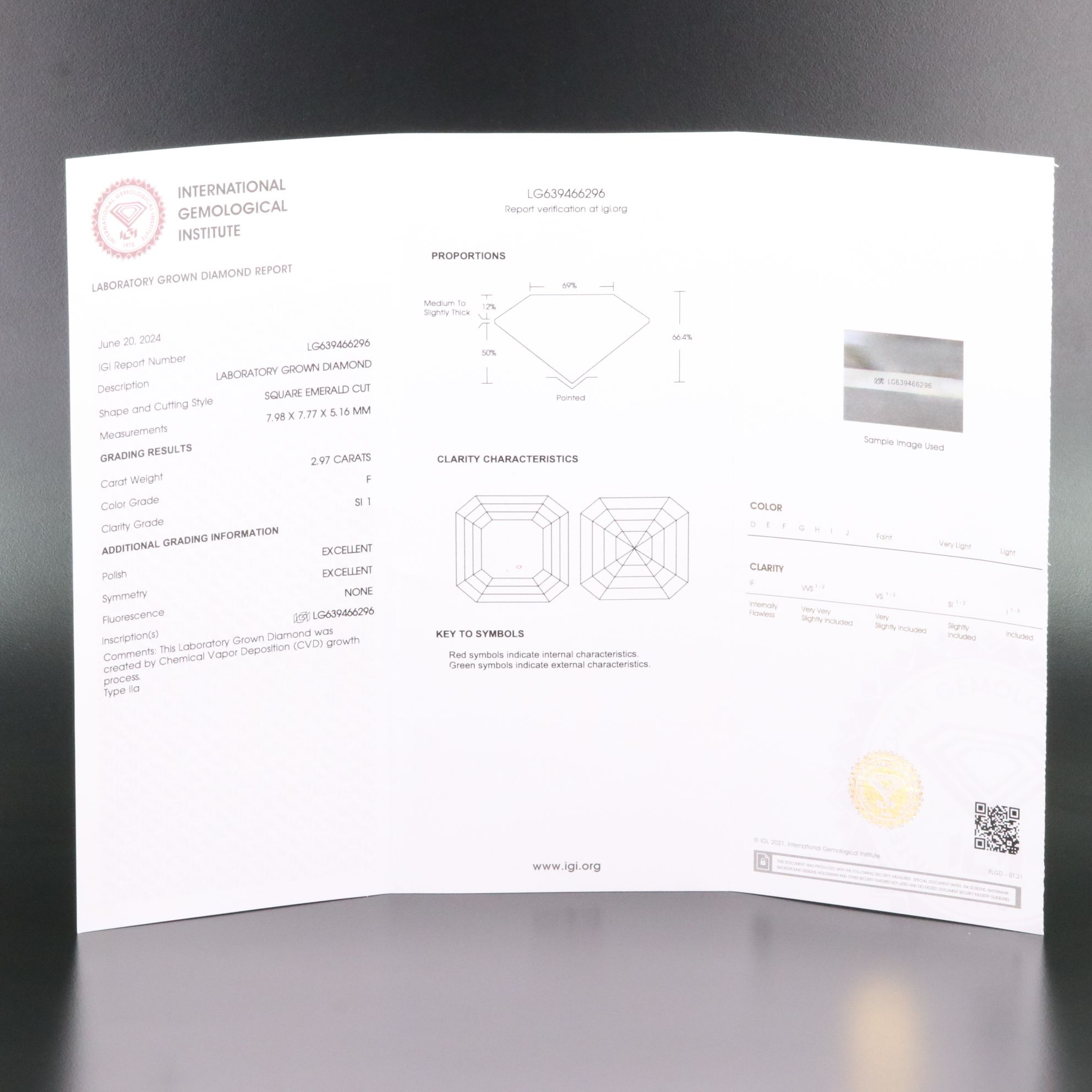 Loose 2.97 CT Lab Grown Diamond with IGI Report
