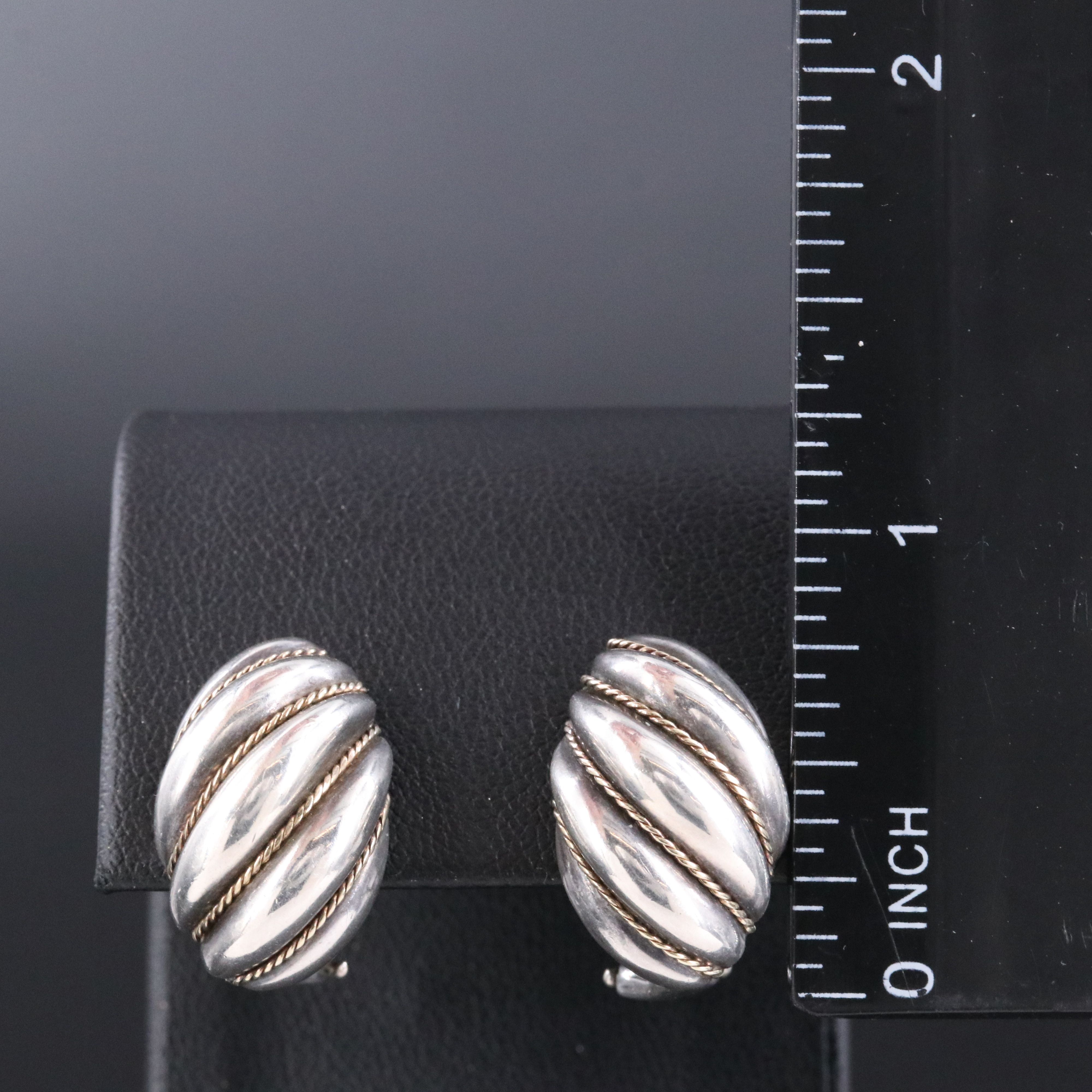 Tiffany & Co. Sterling Fluted Clip Earrings with 18K Accents