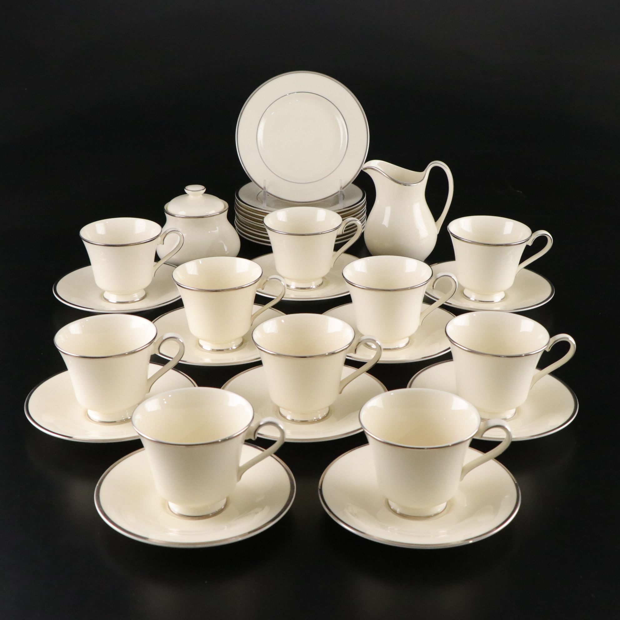 Royal Doulton "The Romance Collection" Platinum Porcelain Cups, Saucers and More