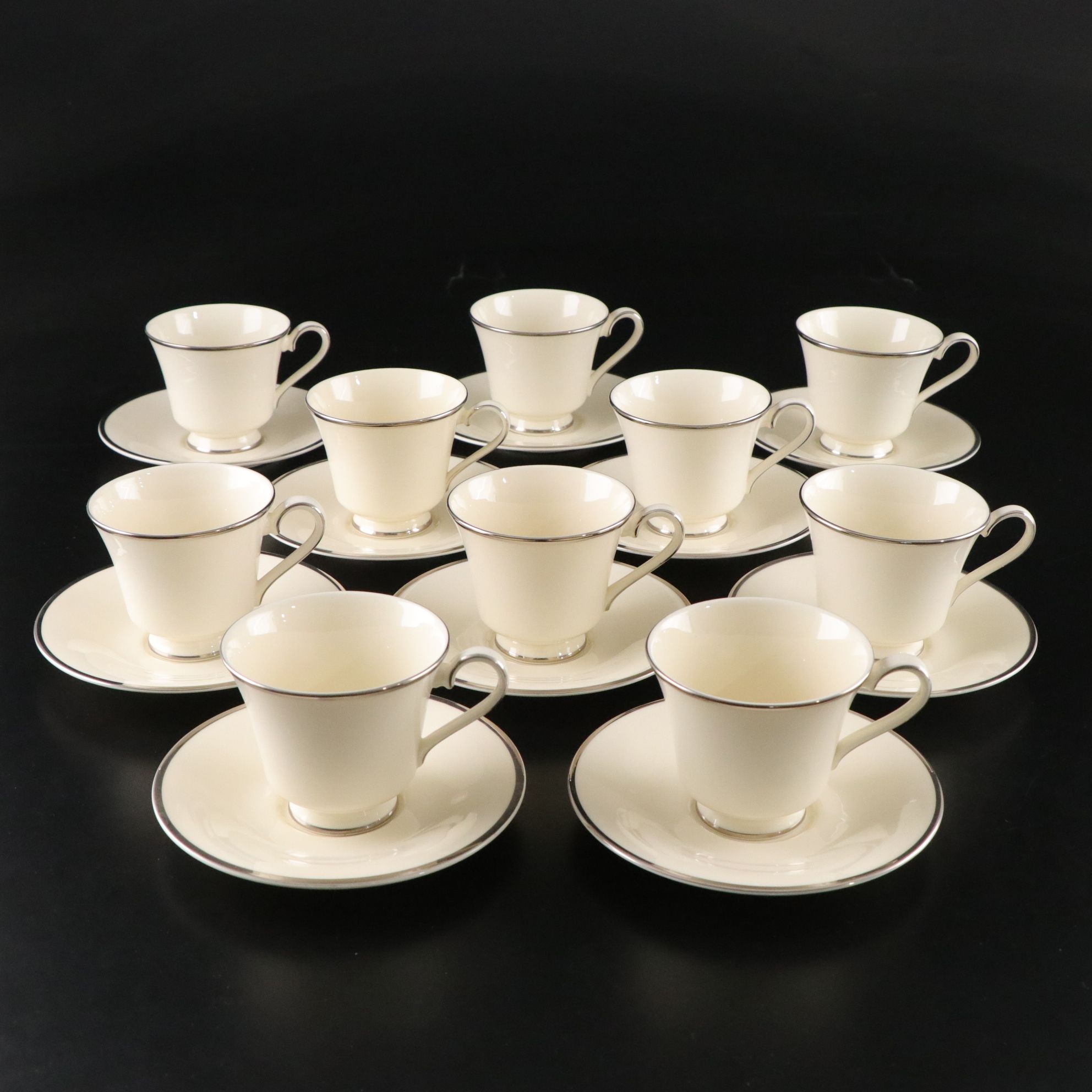 Royal Doulton "The Romance Collection" Platinum Porcelain Cups, Saucers and More