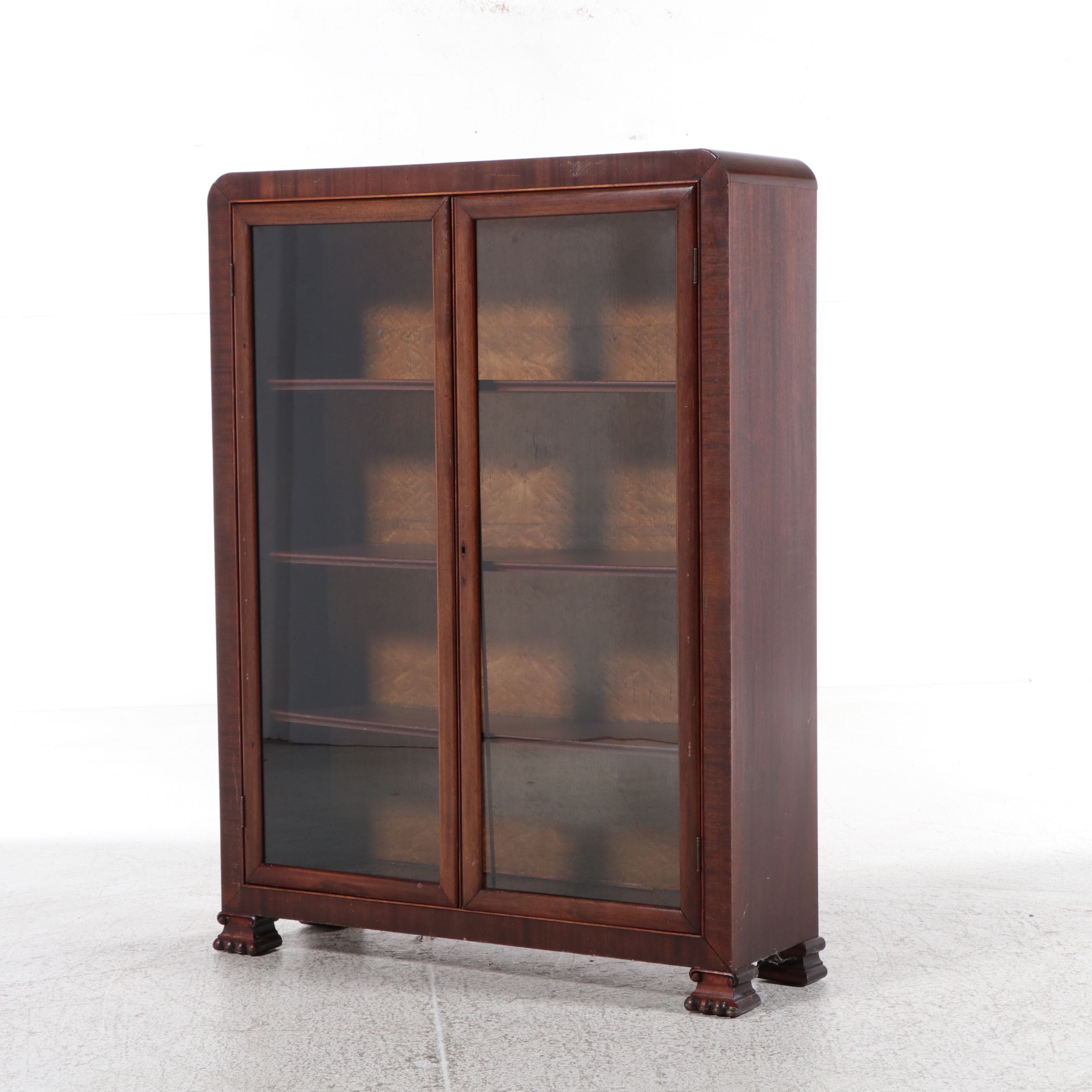 Biedermeier Mahogany Veneer Glazed Bookcase, Mid-19th Century