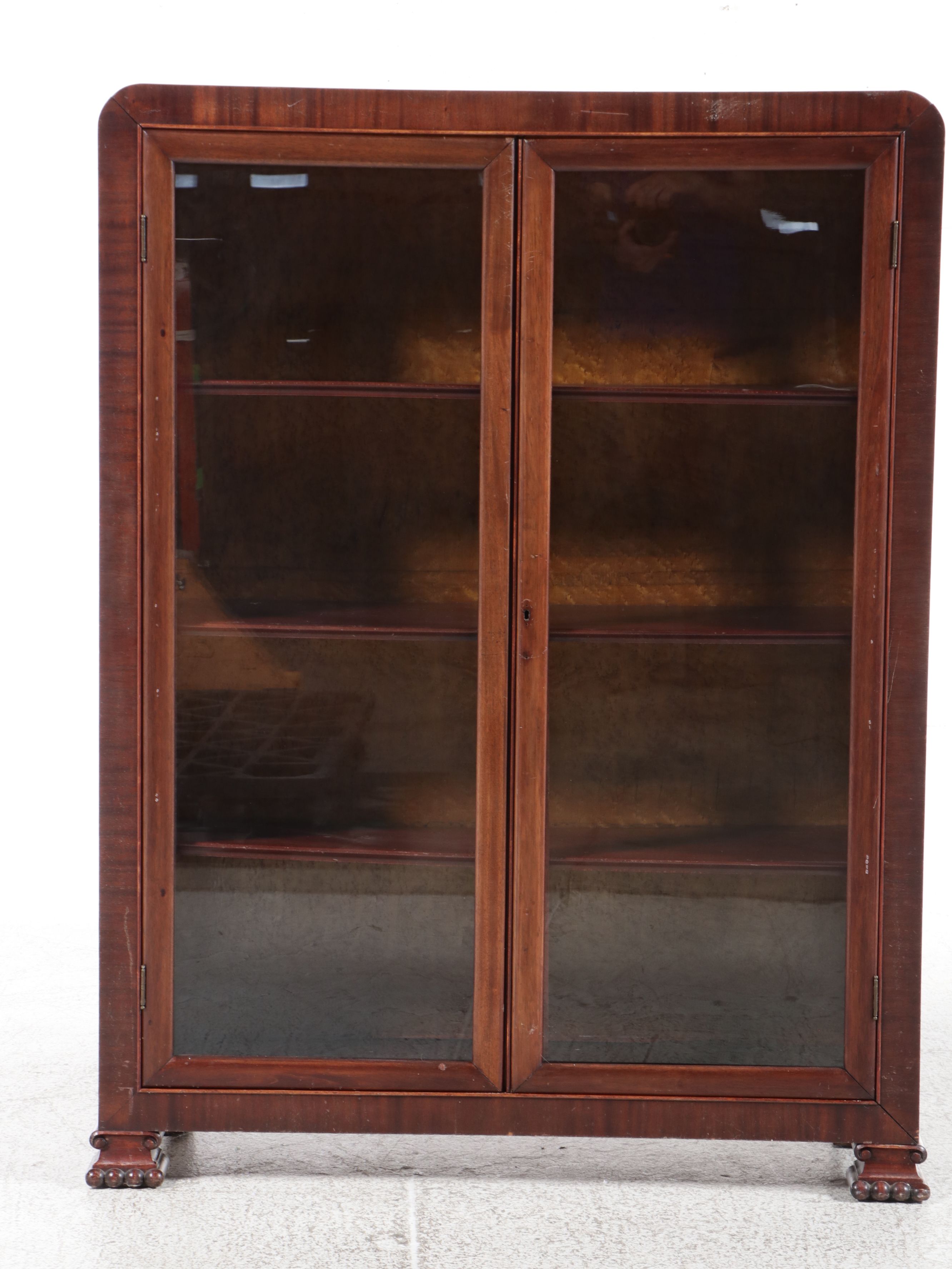 Biedermeier Mahogany Veneer Glazed Bookcase, Mid-19th Century