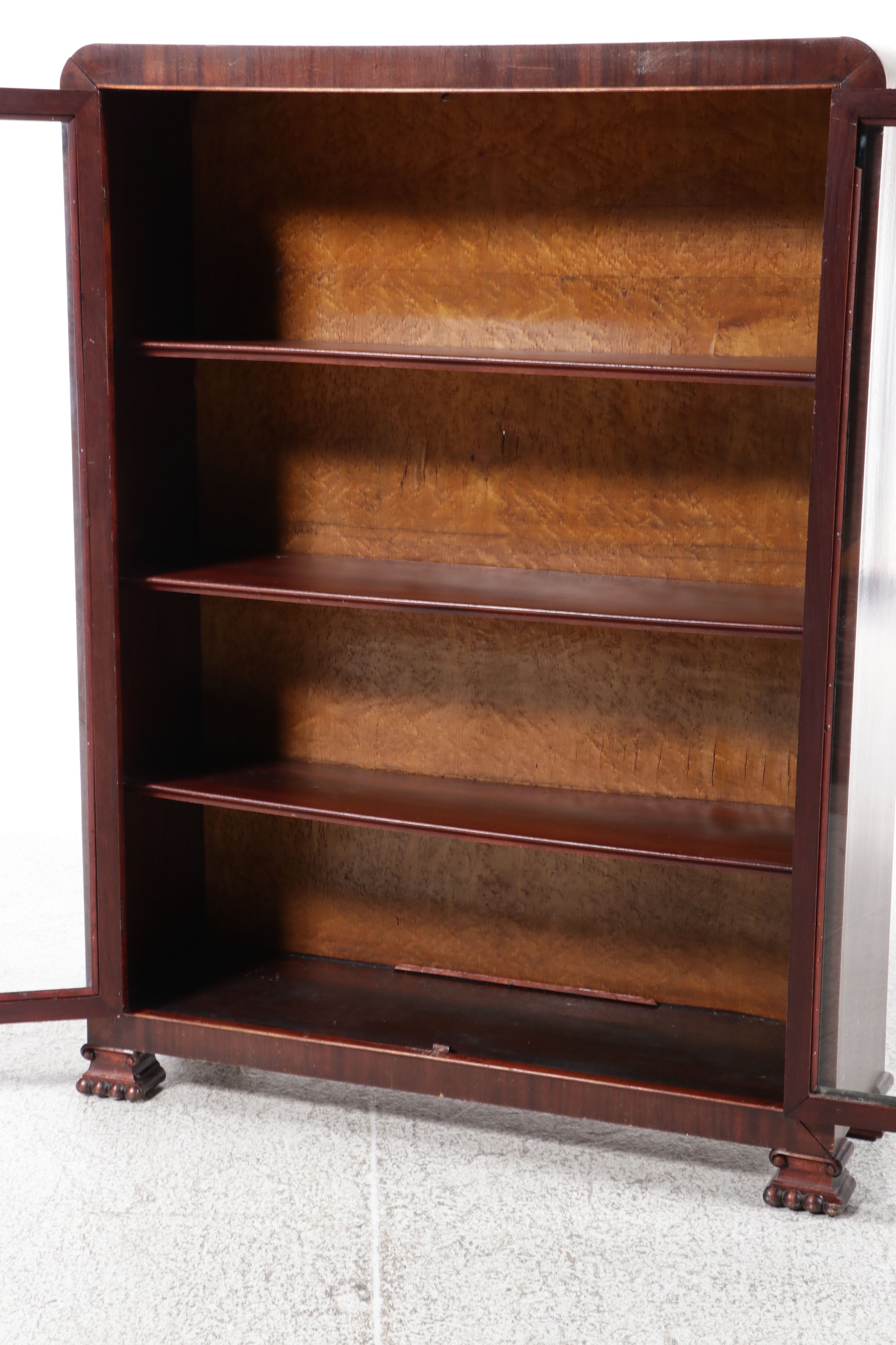 Biedermeier Mahogany Veneer Glazed Bookcase, Mid-19th Century