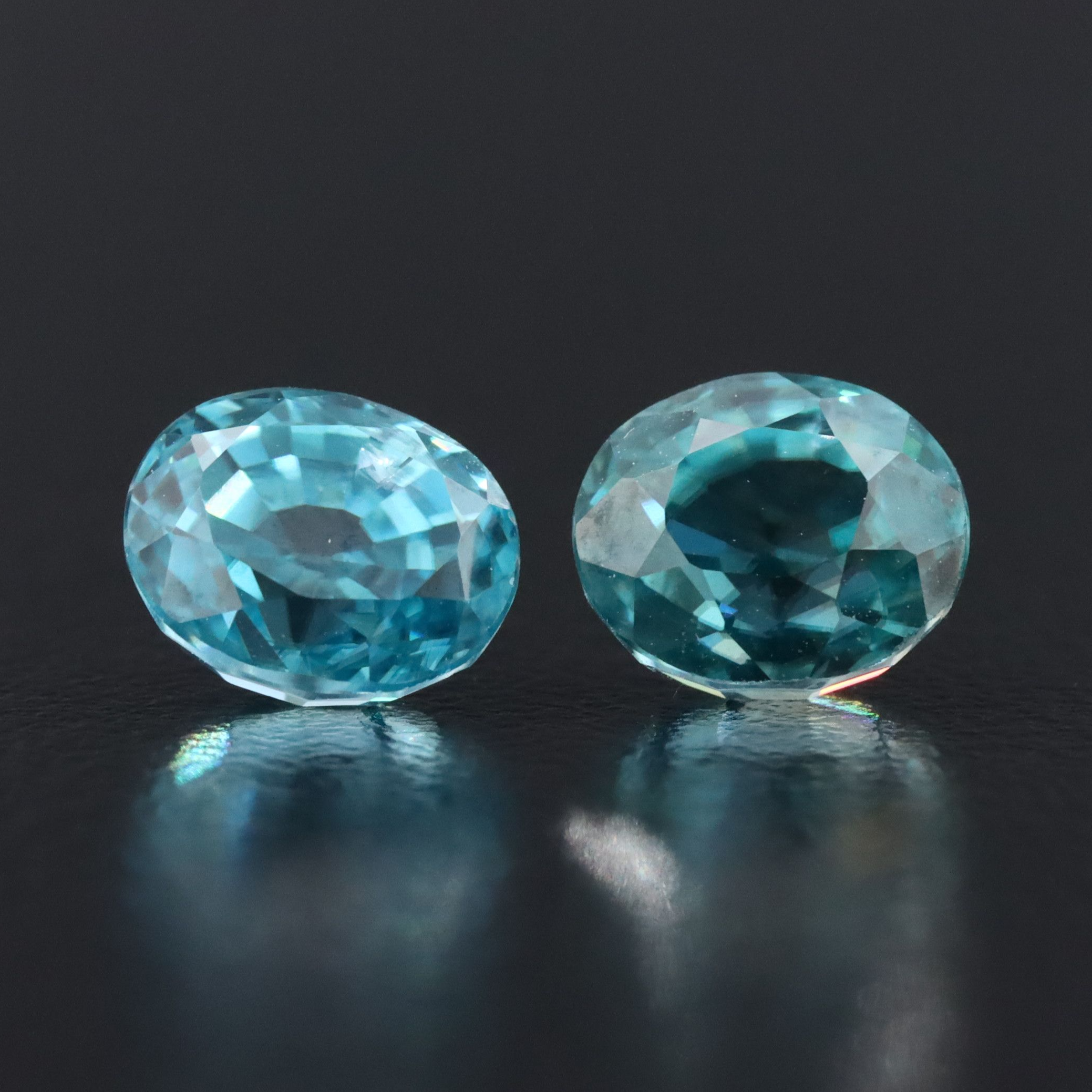 Loose 3.54 CTW Blue Zircon Matched Pair