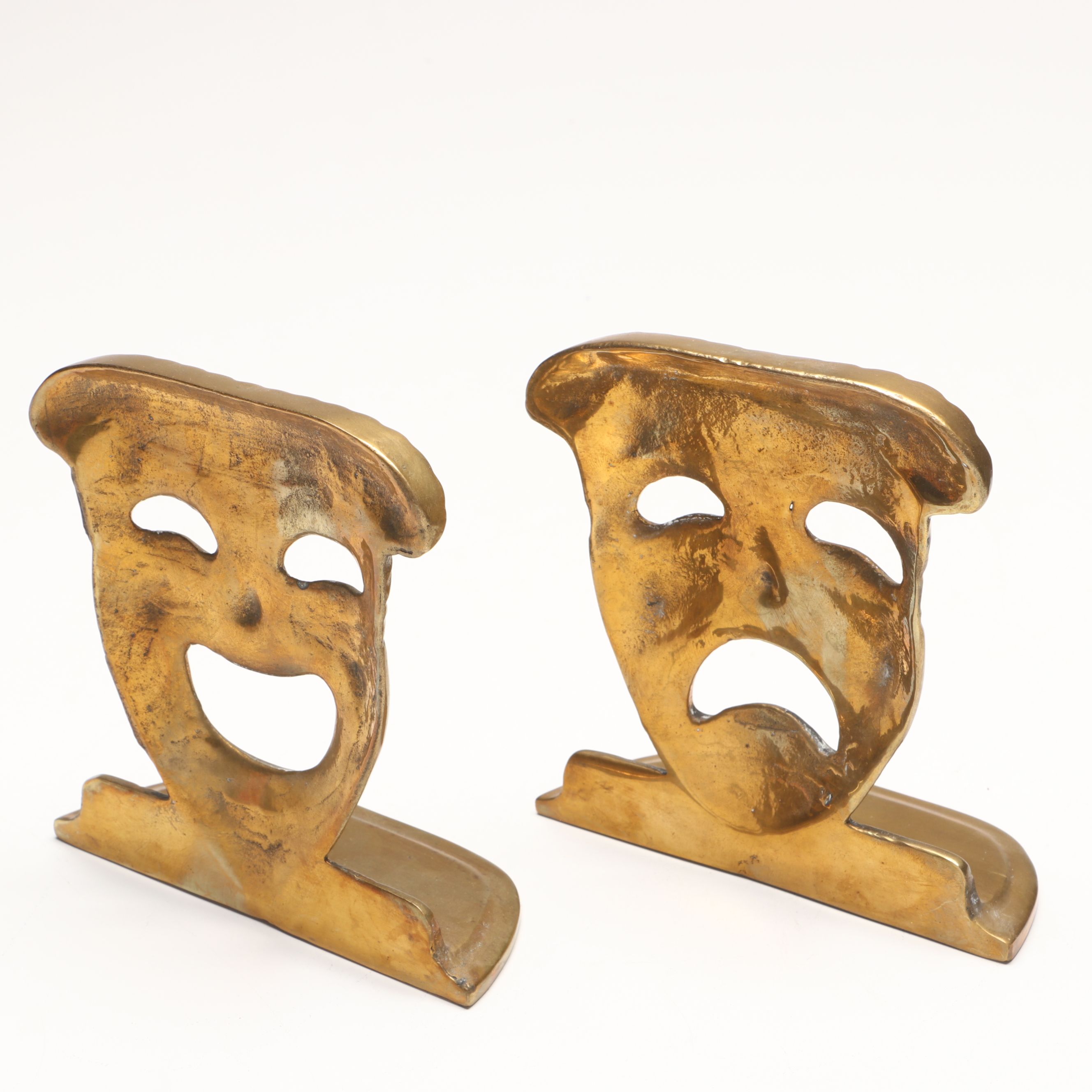 Penco Brass Finish Drama Mask with Jester Bookends