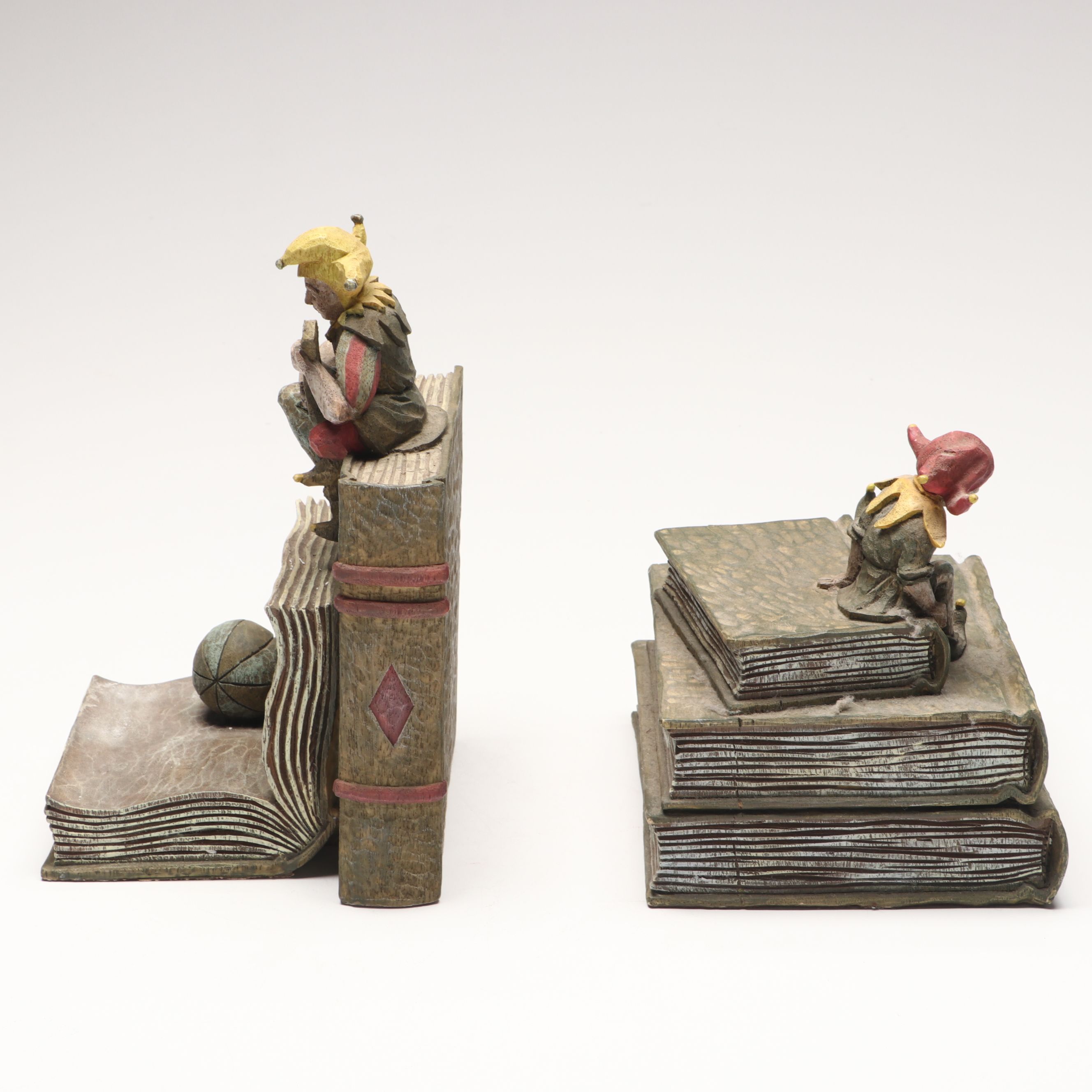 Penco Brass Finish Drama Mask with Jester Bookends