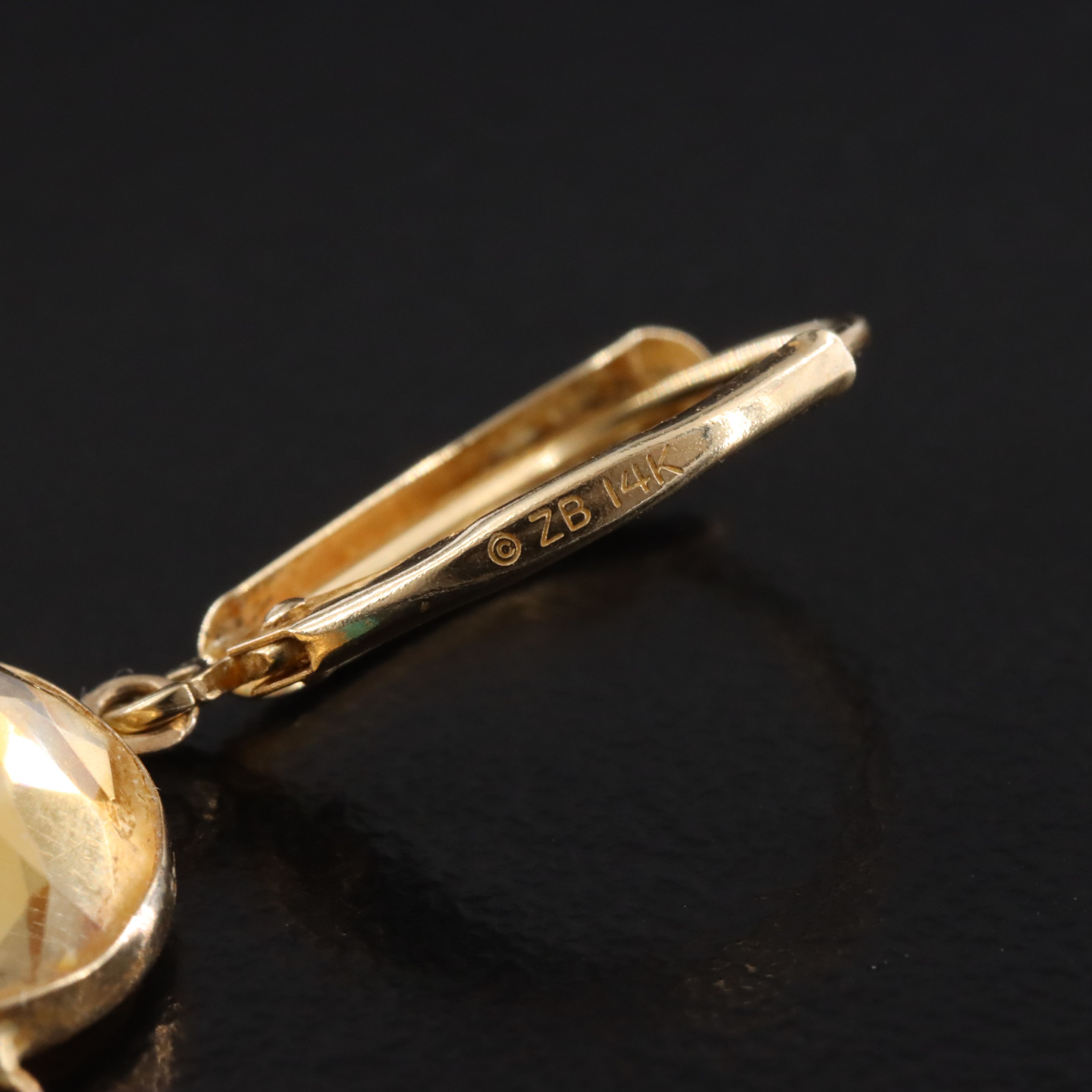 14K Citrine and Turquoise Drop Earrings