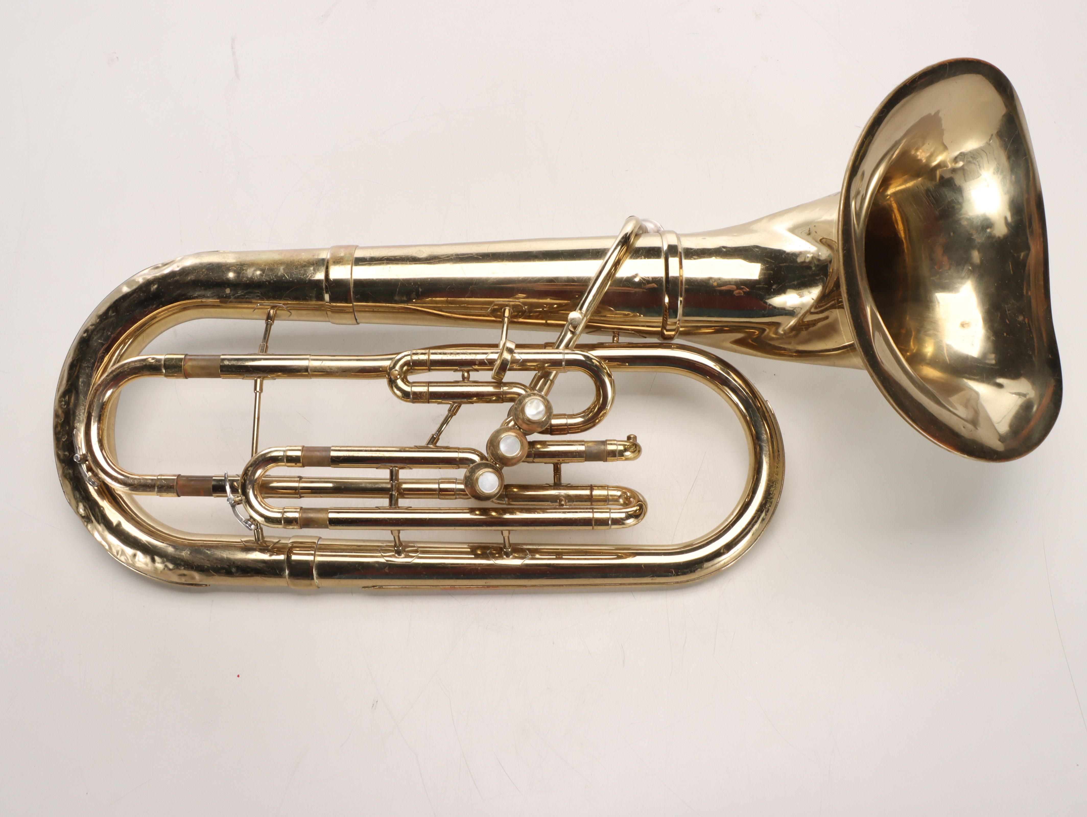 Pan American Gold Finish Trumpet and Baritone Horn with MOP Keys
